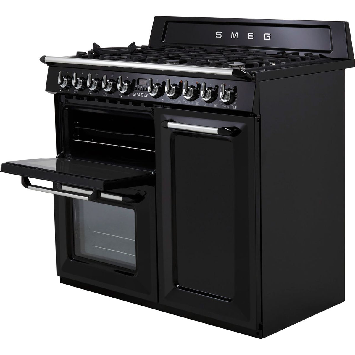 Smeg Victoria TR103BL 100cm Dual Fuel Range Cooker - Black - A-B Rated