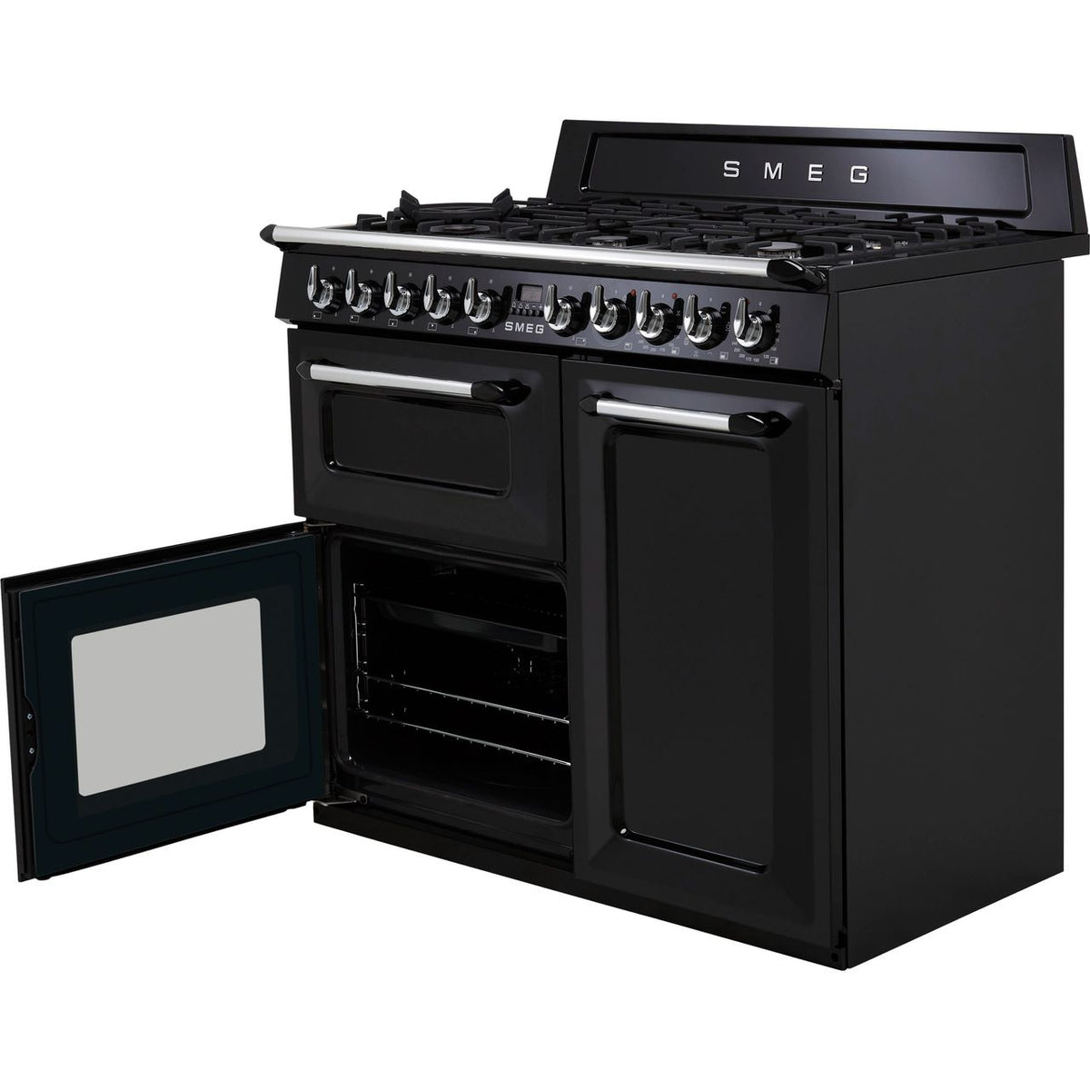 Smeg Victoria TR103BL 100cm Dual Fuel Range Cooker - Black - A-B Rated