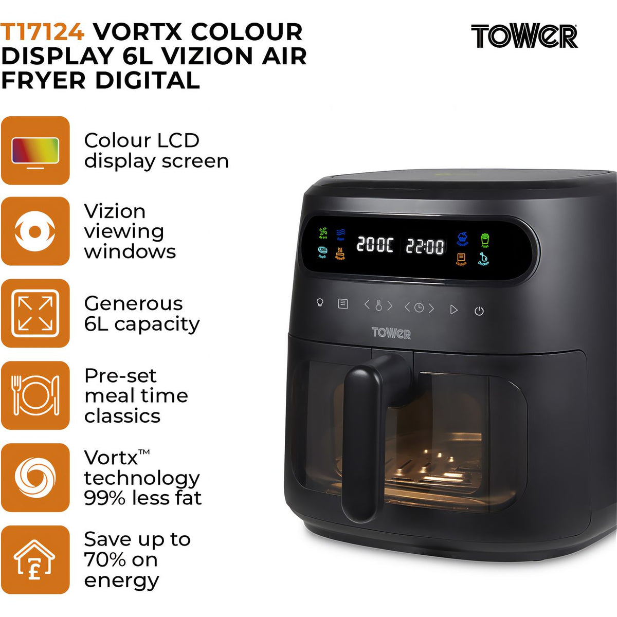 Tower Vortx T17124 Air Fryer - Black