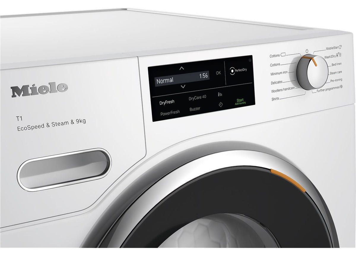 Miele EcoSpeed&Steam TWL780WP Wifi Connected 9Kg Heat Pump Tumble Dryer - Lotus White - A+++ Rated