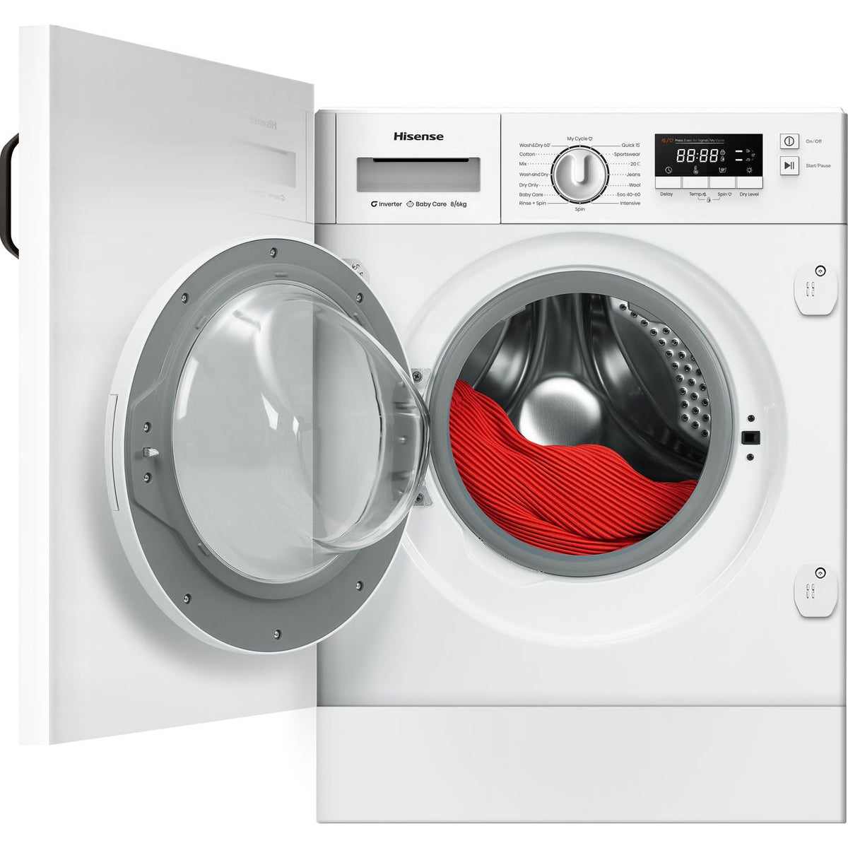 Hisense 3 Series WD3M841BWI Integrated 8Kg - 6Kg Washer Dryer with 1400 rpm - White - E Rated