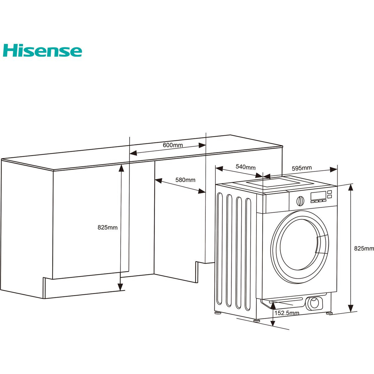 Hisense 3 Series WD3M841BWI Integrated 8Kg - 6Kg Washer Dryer with 1400 rpm - White - E Rated