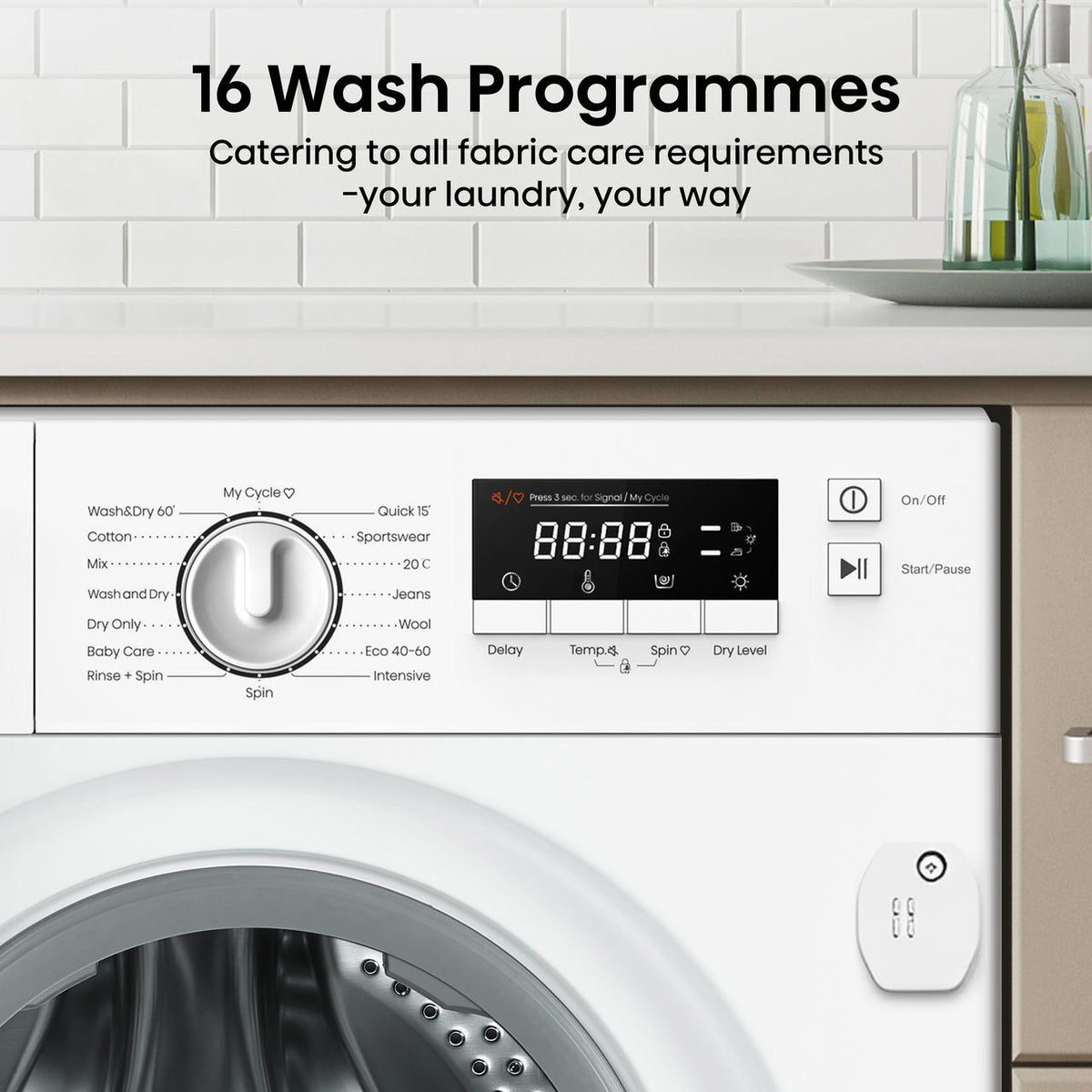 Hisense 3 Series WD3M841BWI Integrated 8Kg - 6Kg Washer Dryer with 1400 rpm - White - E Rated