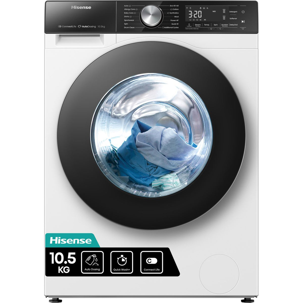 Hisense 5S Series WF5S1045BW 10kg Washing Machine with 1400 rpm - White - A Rated