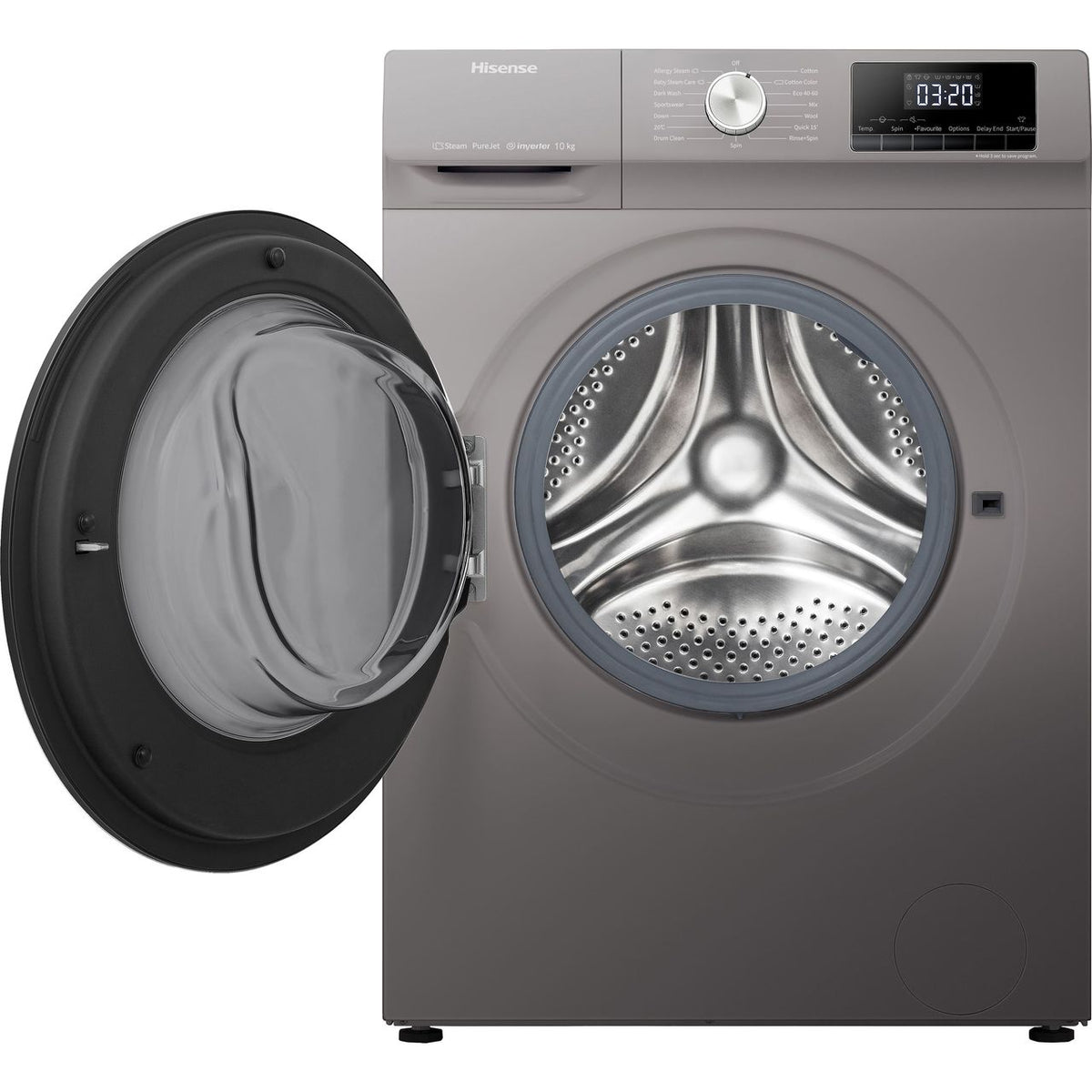 Hisense 3 Series WFQA1014EVJMT 10kg Washing Machine with 1400 rpm - Titanium - A Rated