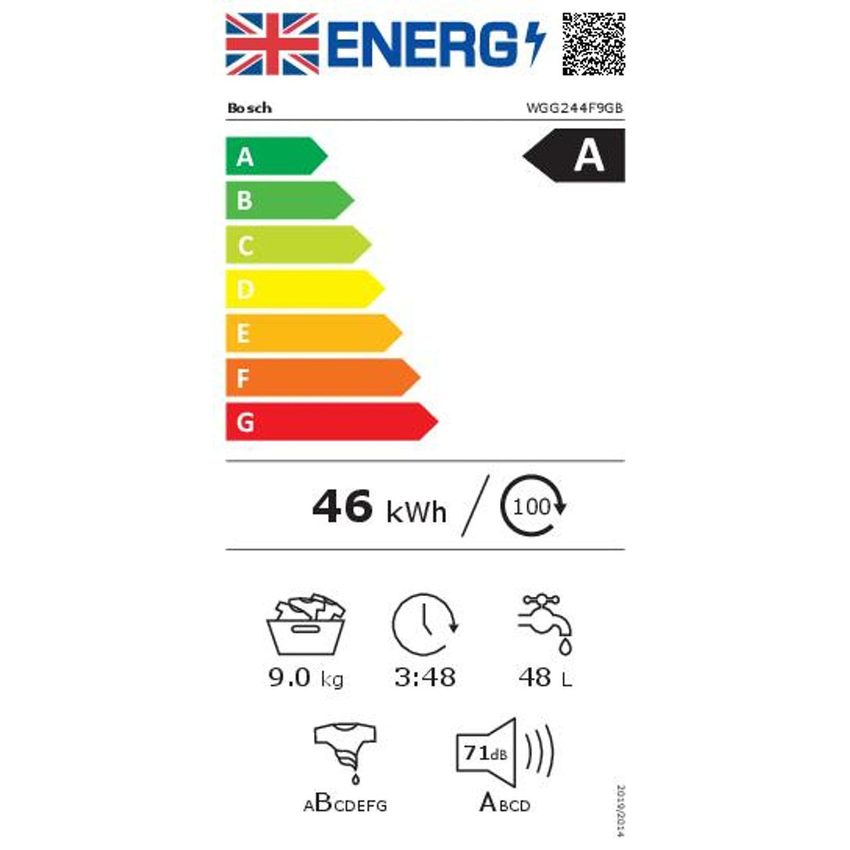 Bosch Series 6 i-Dos™ WGG244F9GB 9kg Washing Machine with 1400 rpm - White - A Rated