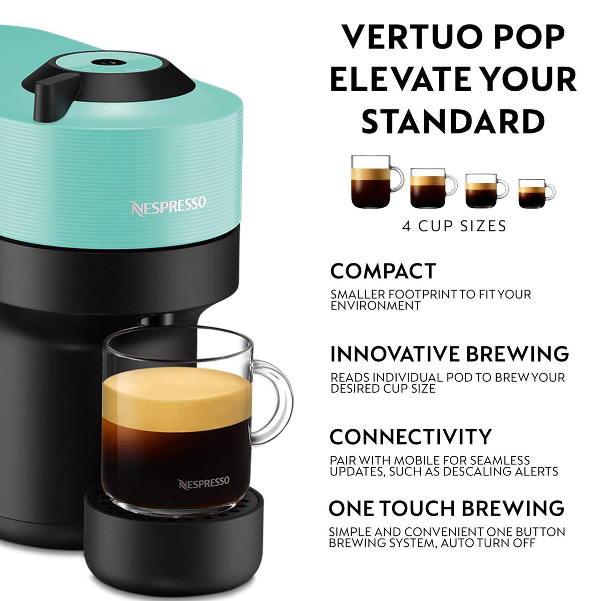 Nespresso by Krups Vertuo Pop XN920440 Pod Coffee Machine - Mint