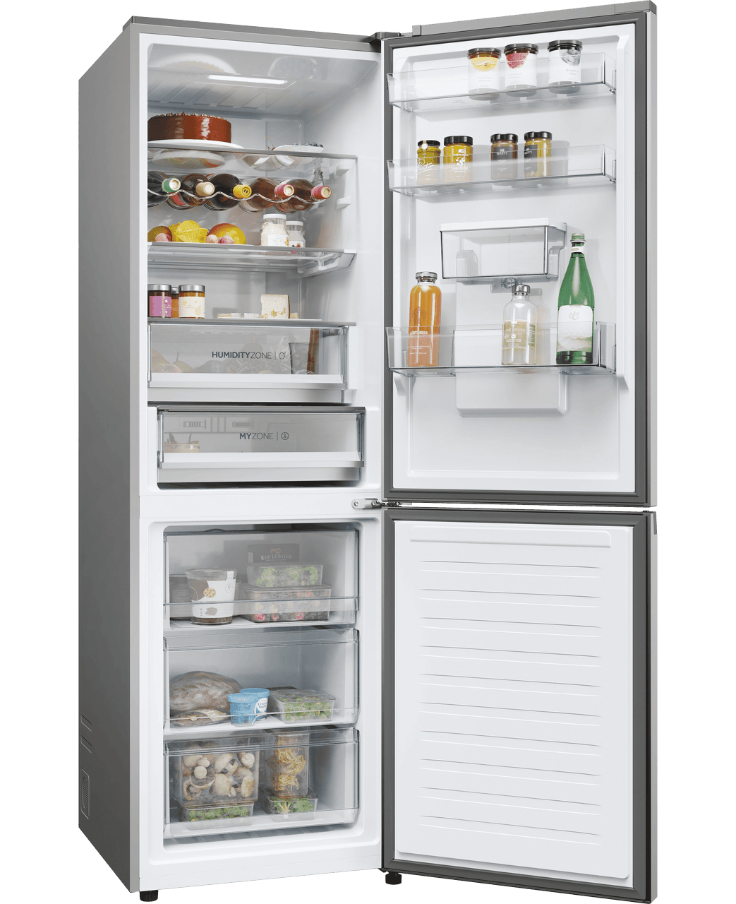 Haier HDPW5618DWPK 50-50 Total No Frost Fridge Freezer - Platinum Inox - D Rated