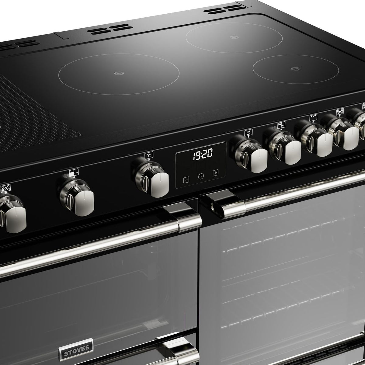 Stoves Sterling Deluxe ST DX STER D1000Ei RTY BK 100cm Electric Range Cooker with Induction Hob - Black - A-A-A Rated