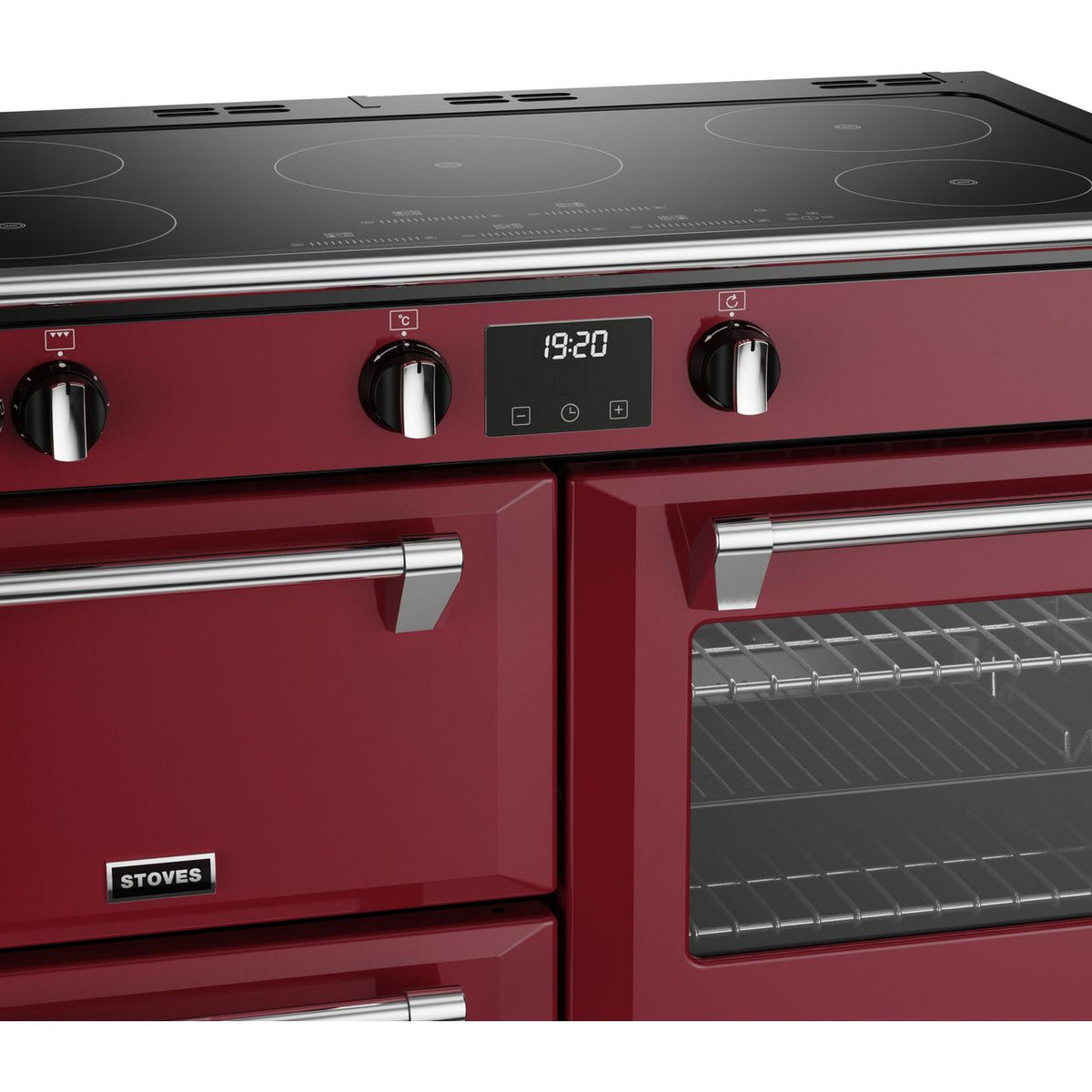 Stoves Richmond Deluxe ST DX RICH D1000Ei TCH CRE_ Electric Range Cooker with Induction Hob - Chilli Red - A Rated