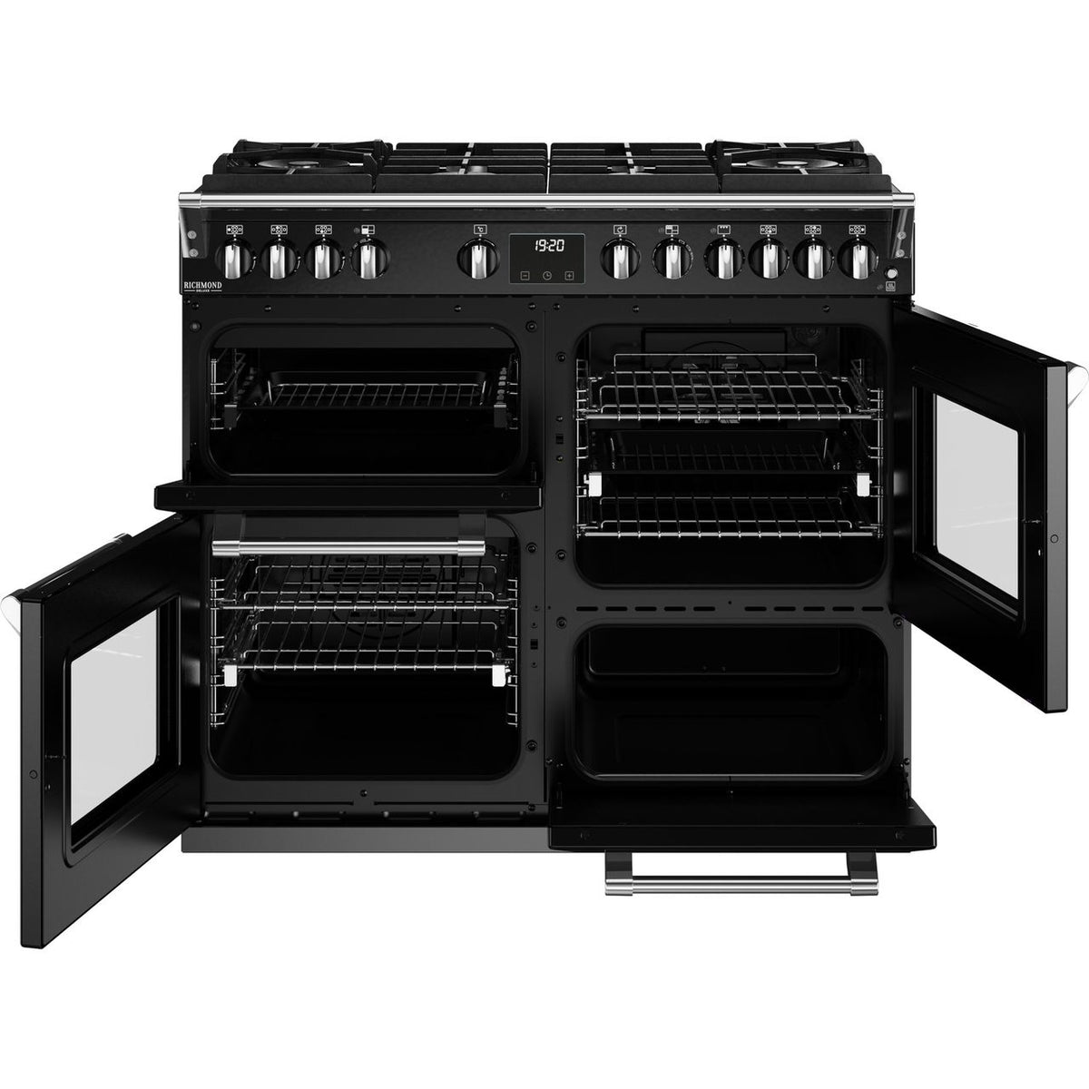 Stoves Richmond Deluxe ST DX RICH D1000DF GTG BK 100cm Dual Fuel Range Cooker - Black - A Rated