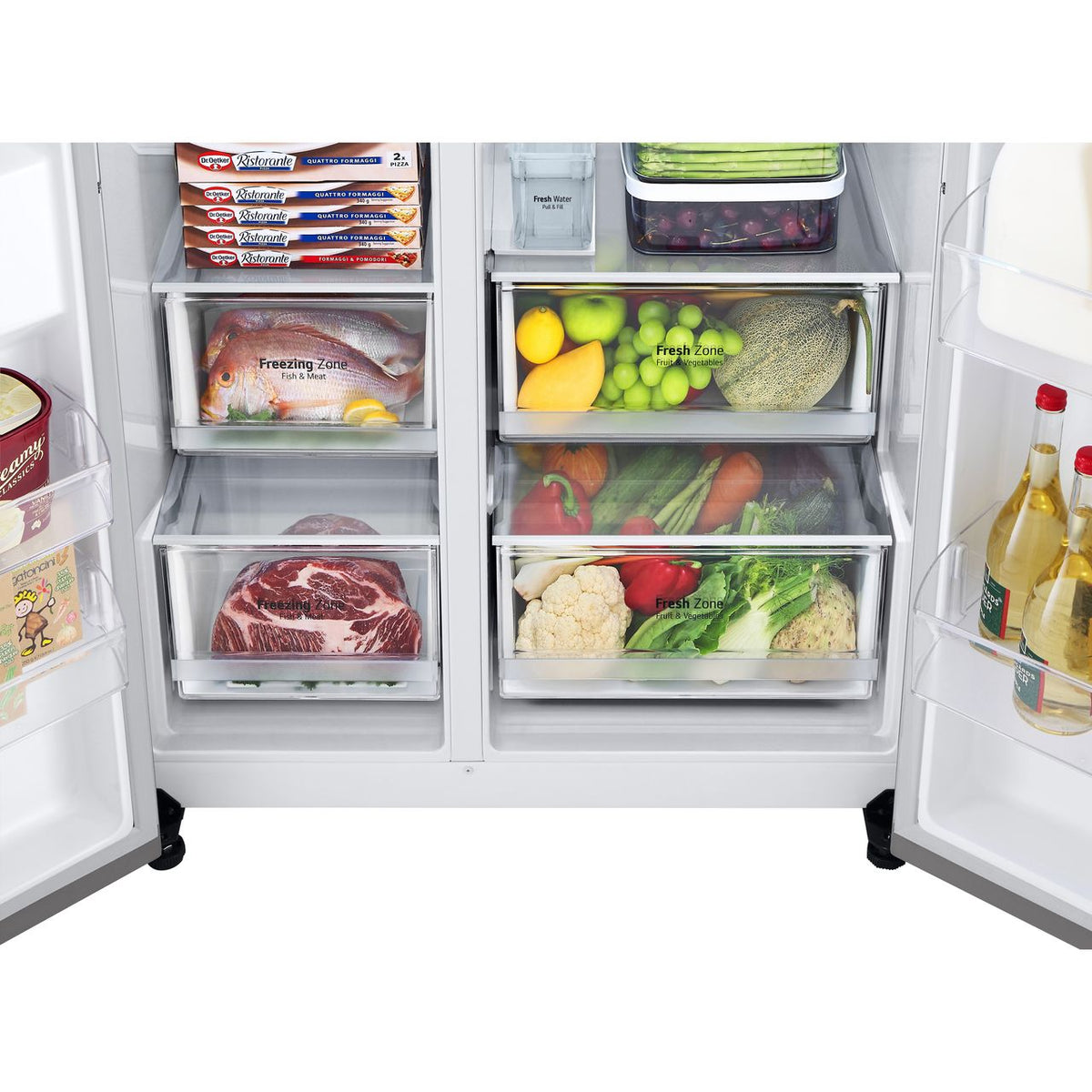 LG NatureFRESH™ GSLV71PZTD Wifi Connected Non-Plumbed Frost Free American Fridge Freezer - Shiny Steel - D Rated