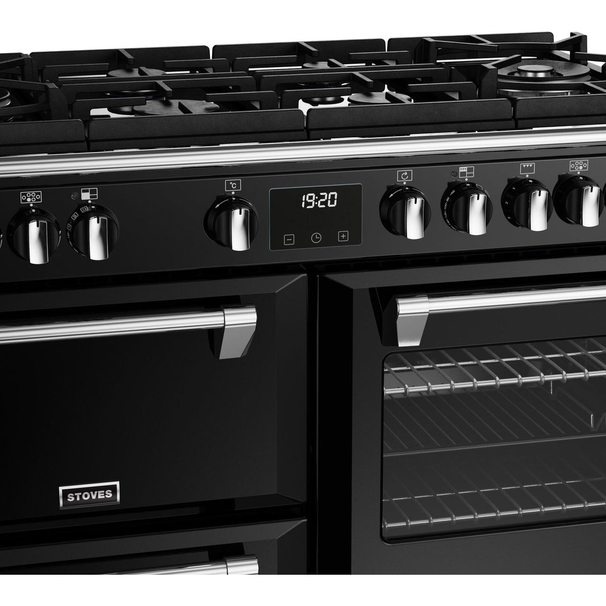 Stoves Richmond Deluxe ST DX RICH D1000DF GTG BK 100cm Dual Fuel Range Cooker - Black - A Rated