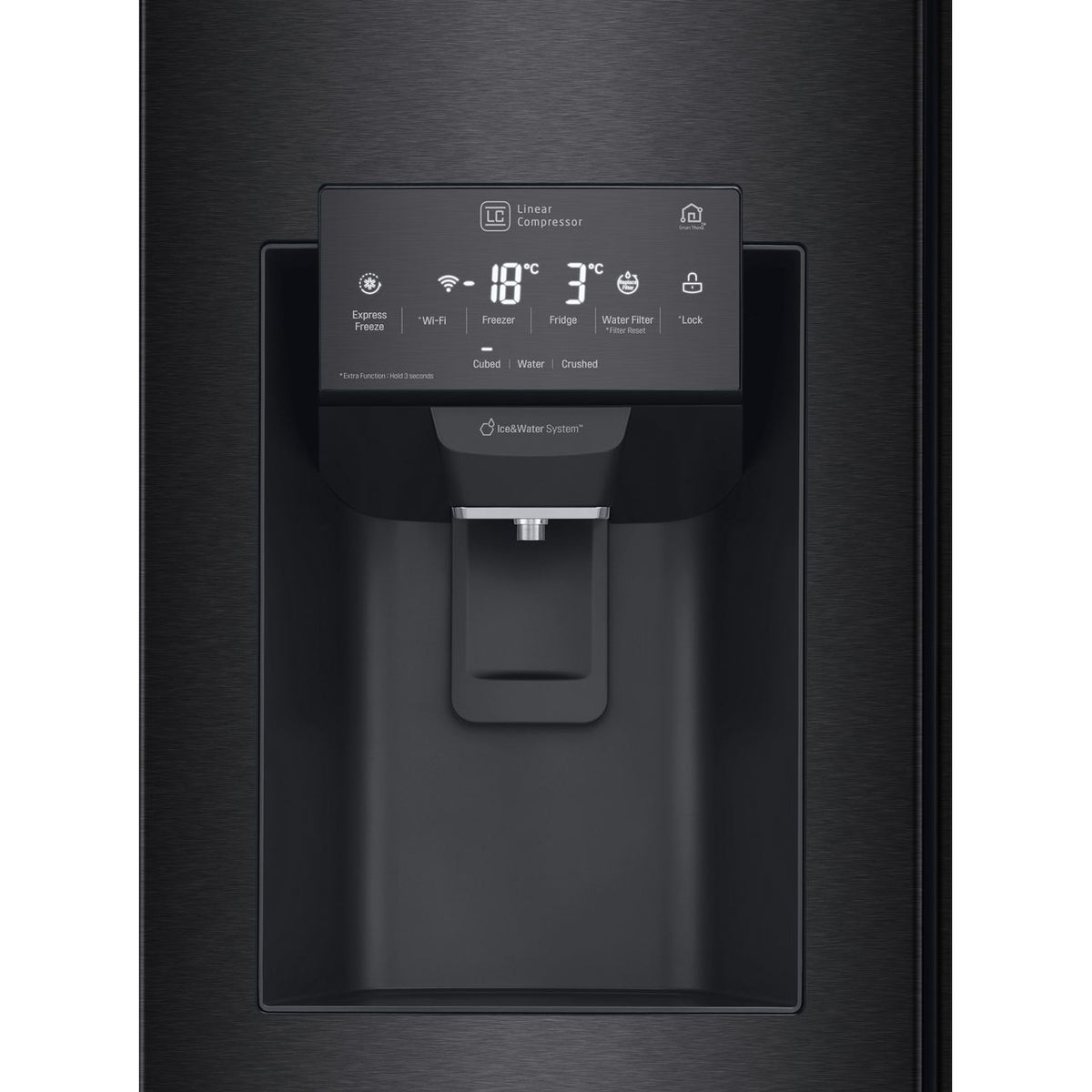 LG NatureFRESH™ GML844MC7E Wifi Connected Plumbed Frost Free American Fridge Freezer - Matte Black - E Rated