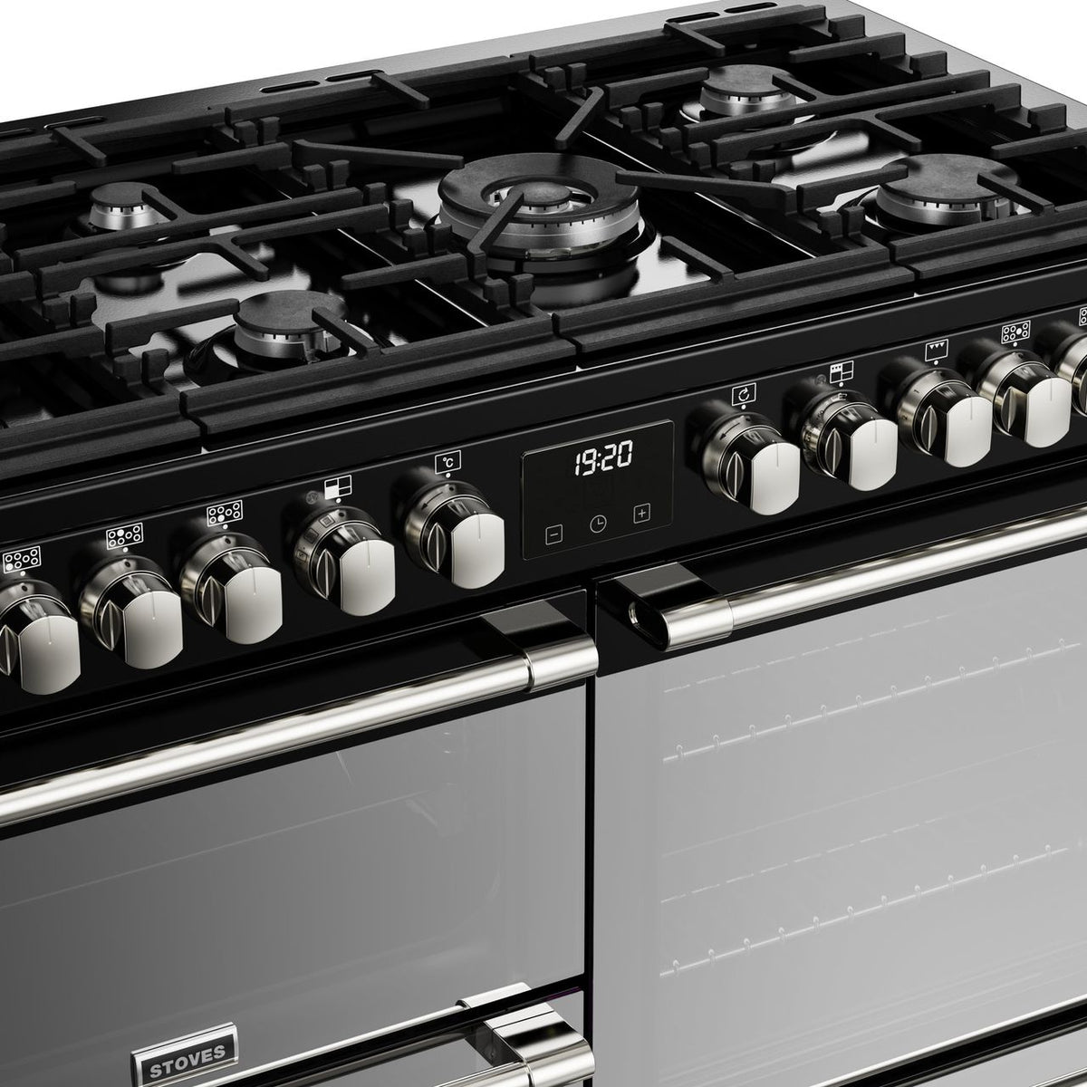 Stoves Sterling Deluxe ST DX STER D1100DF BK 110cm Dual Fuel Range Cooker - Black - A-A-A Rated