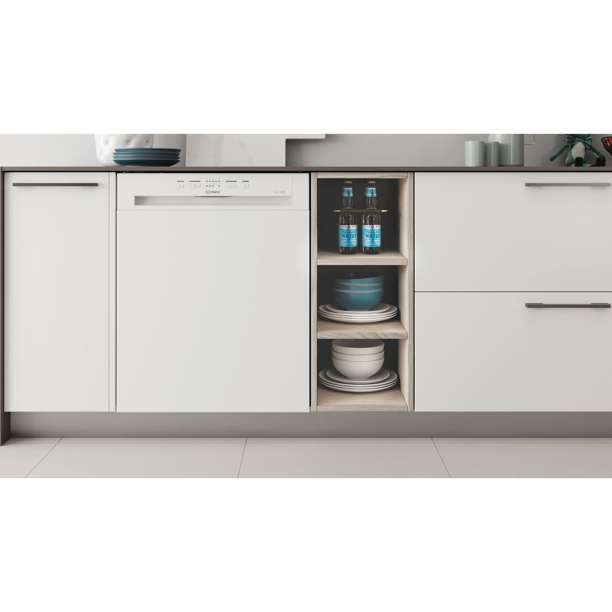 Indesit I3BL626UK Semi Integrated Standard Dishwasher - White Control Panel - E Rated