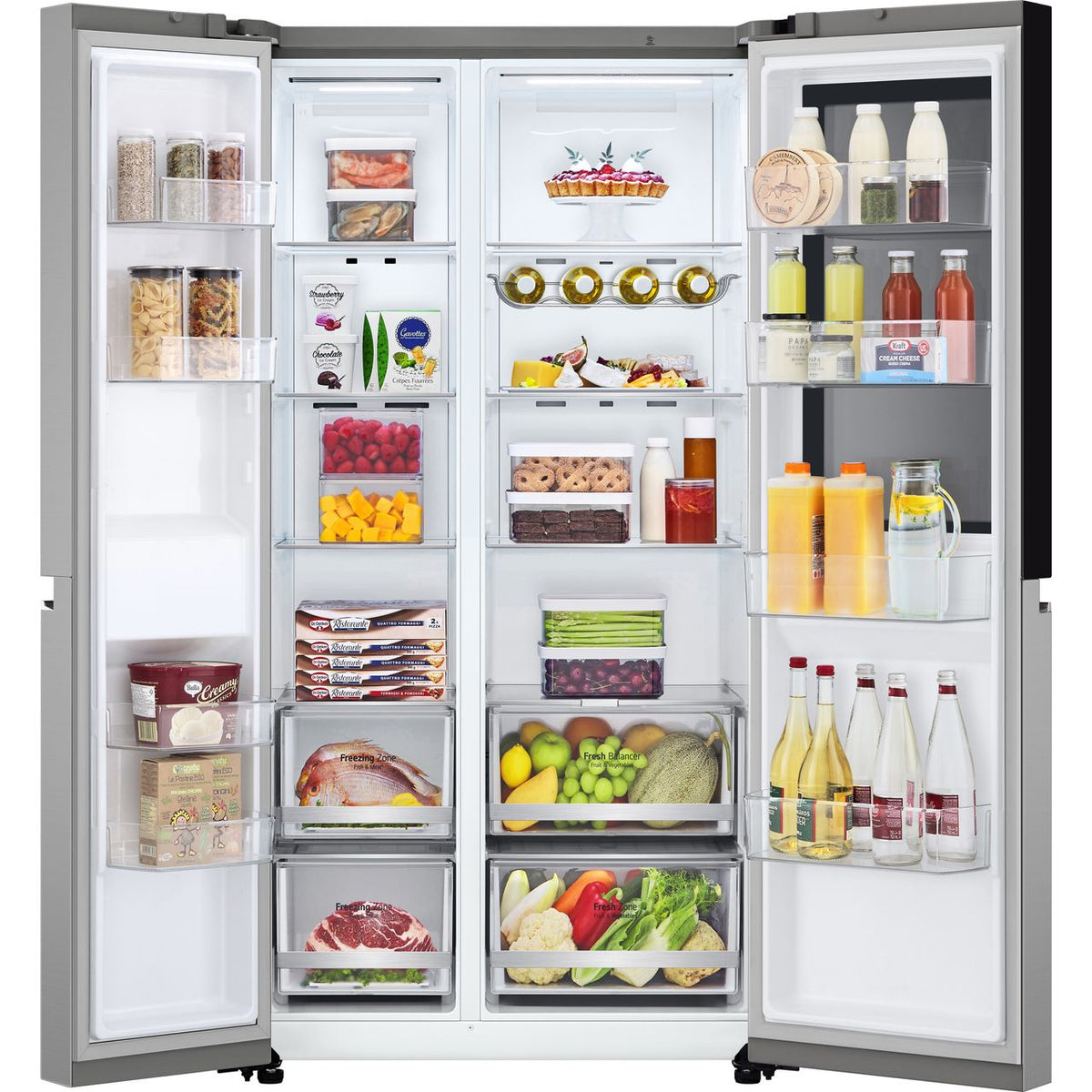 LG InstaView™ GSVV80PYLL Wifi Connected Frost Free American Fridge Freezer - Prime Silver - E Rated