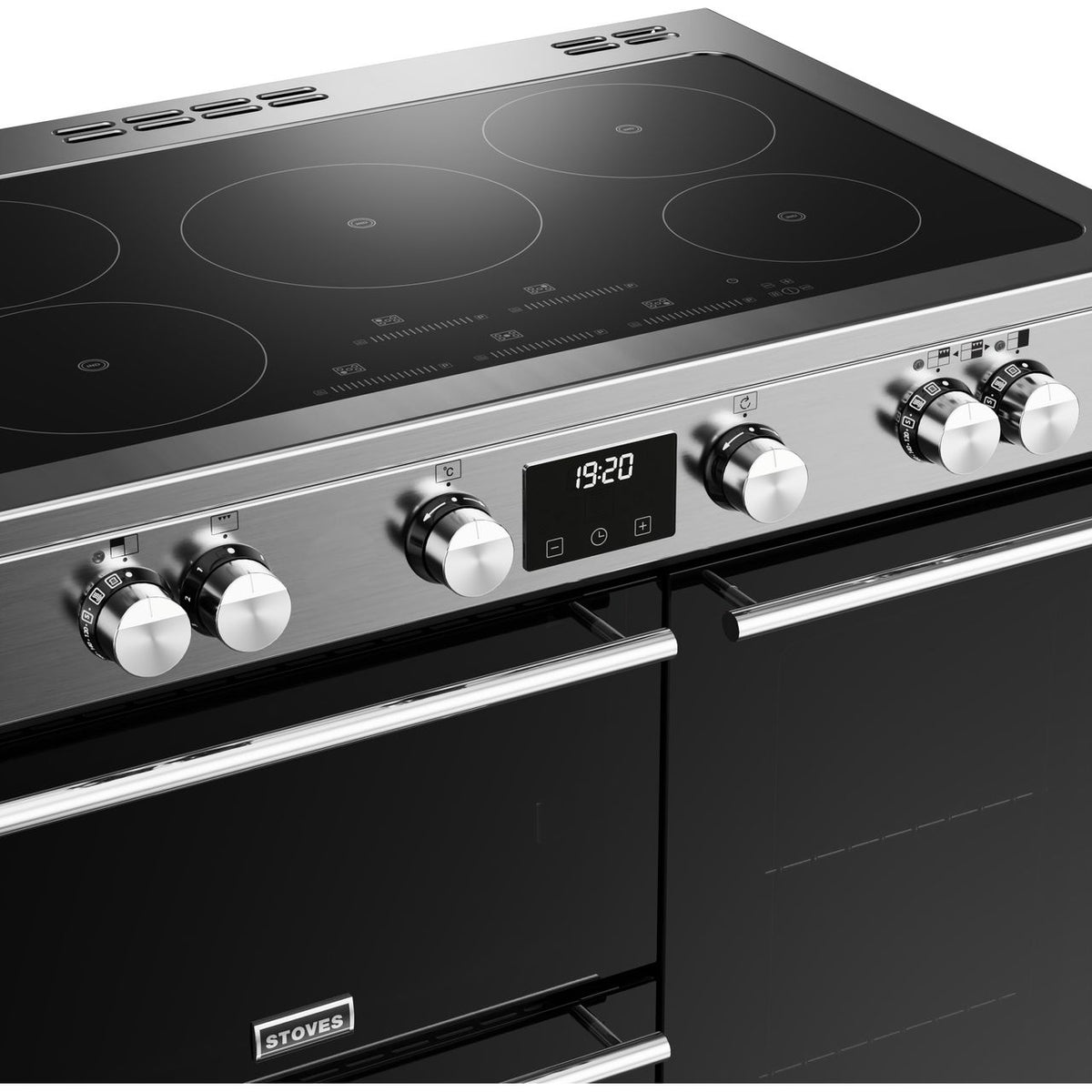 Stoves Precision Deluxe ST DX PREC D900Ei TCH SS 90cm Electric Range Cooker with Induction Hob - Black - Stainless Steel - A Rated