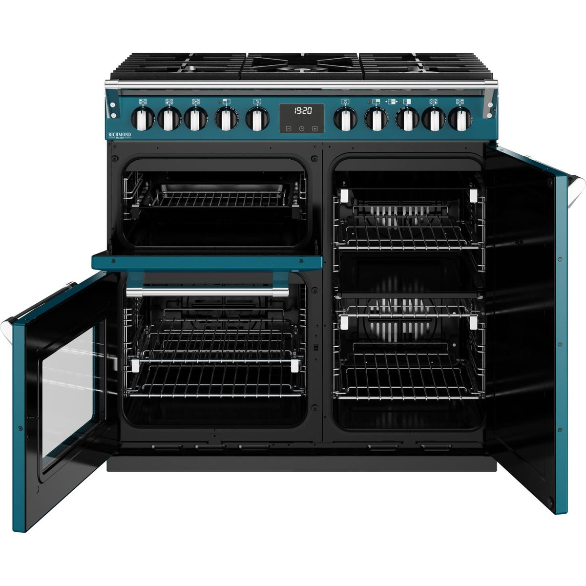 Stoves Richmond Deluxe ST DX RICH D900DF KTE_ Dual Fuel Range Cooker - Kingfisher Teal - A Rated