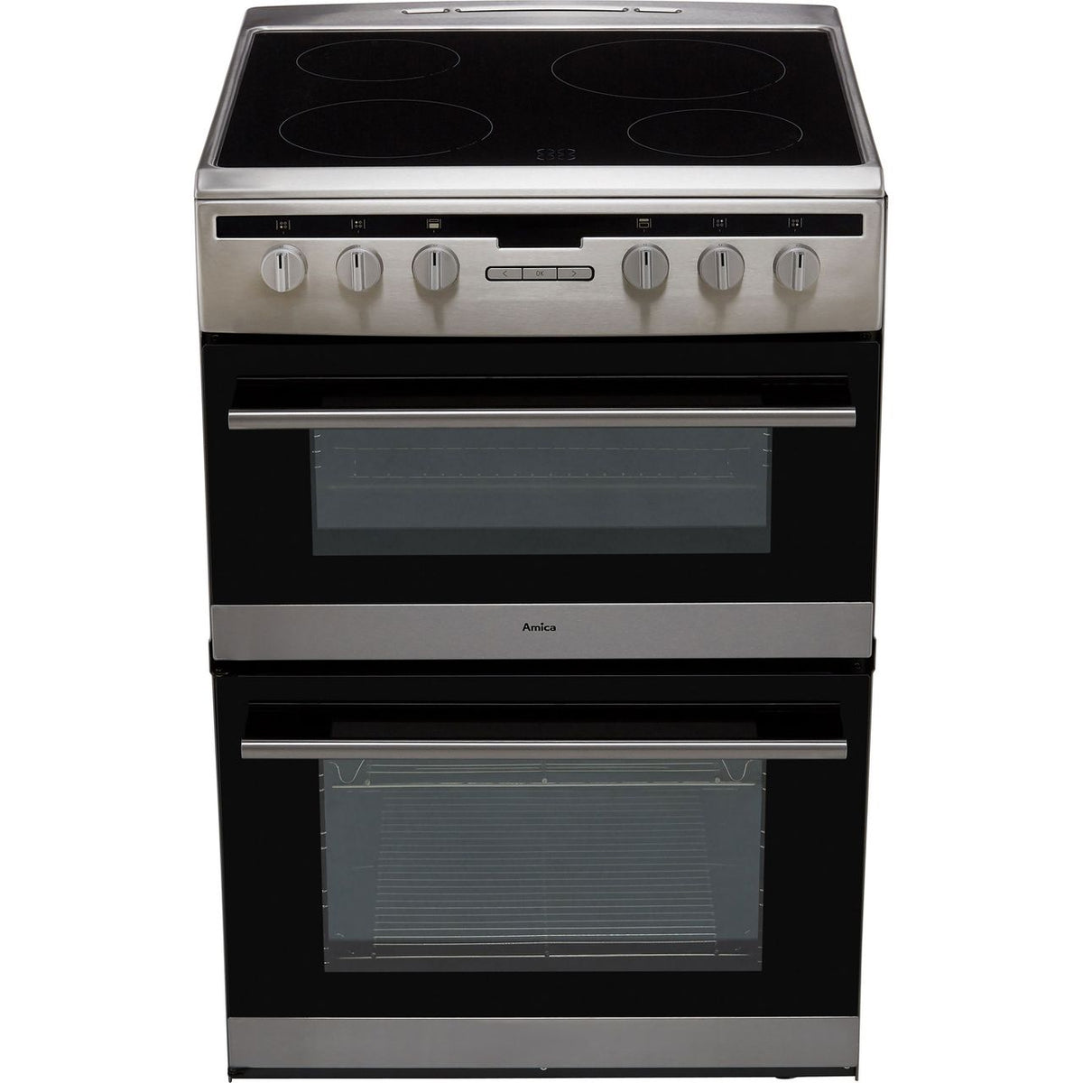 Amica AFC6550SS 60cm Electric Cooker with Ceramic Hob - Stainless Steel - A-A Rated