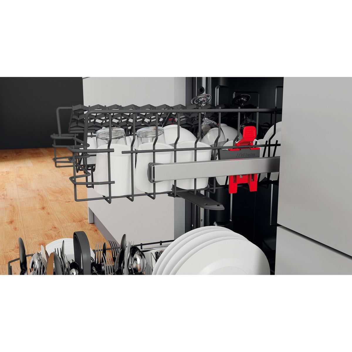 Whirlpool WF9E2B19XUK Slimline Dishwasher - Stainless Steel - Black - F Rated