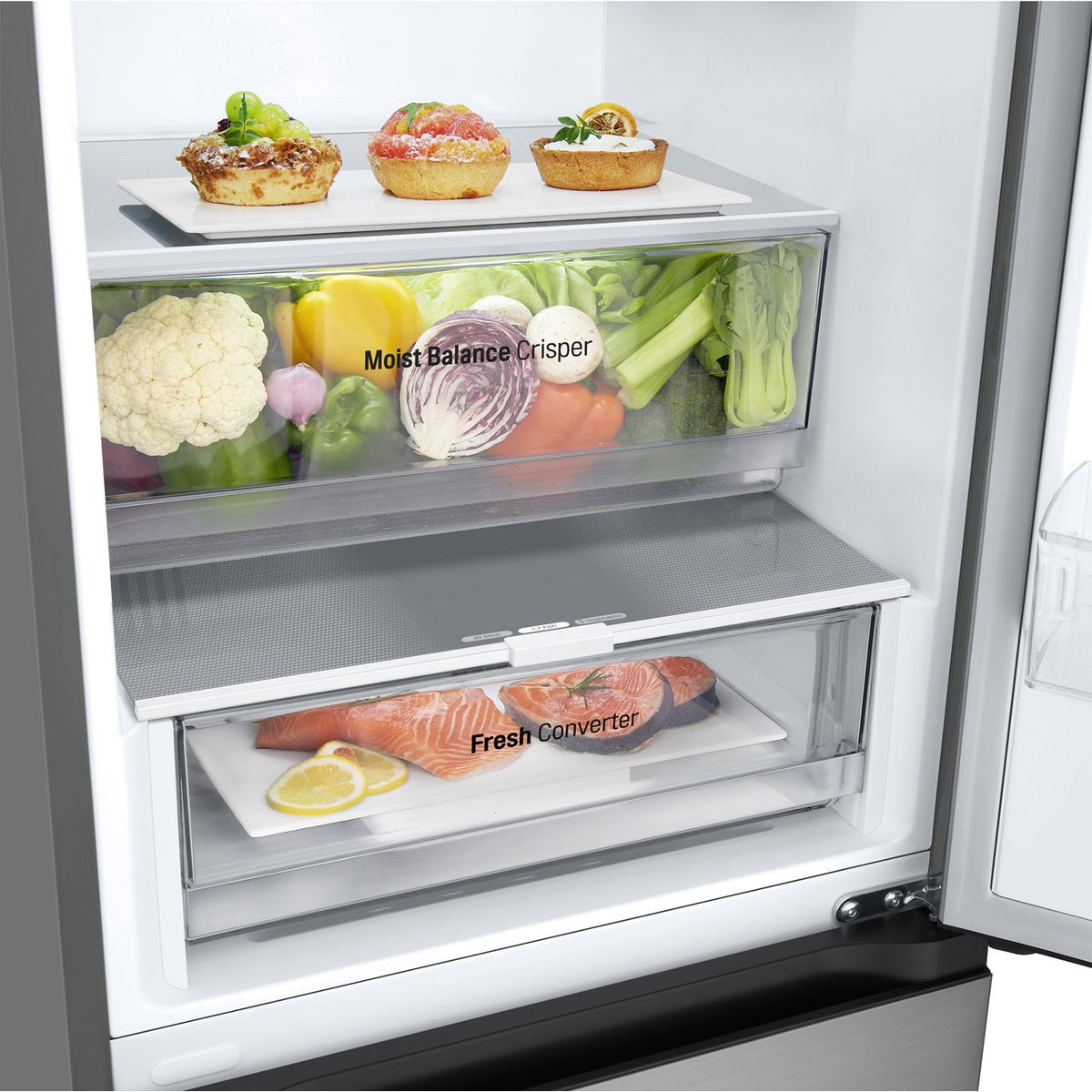 LG NatureFRESH™ GBV3100DPY 60-40 Frost Free Fridge Freezer - Prime Silver - D Rated