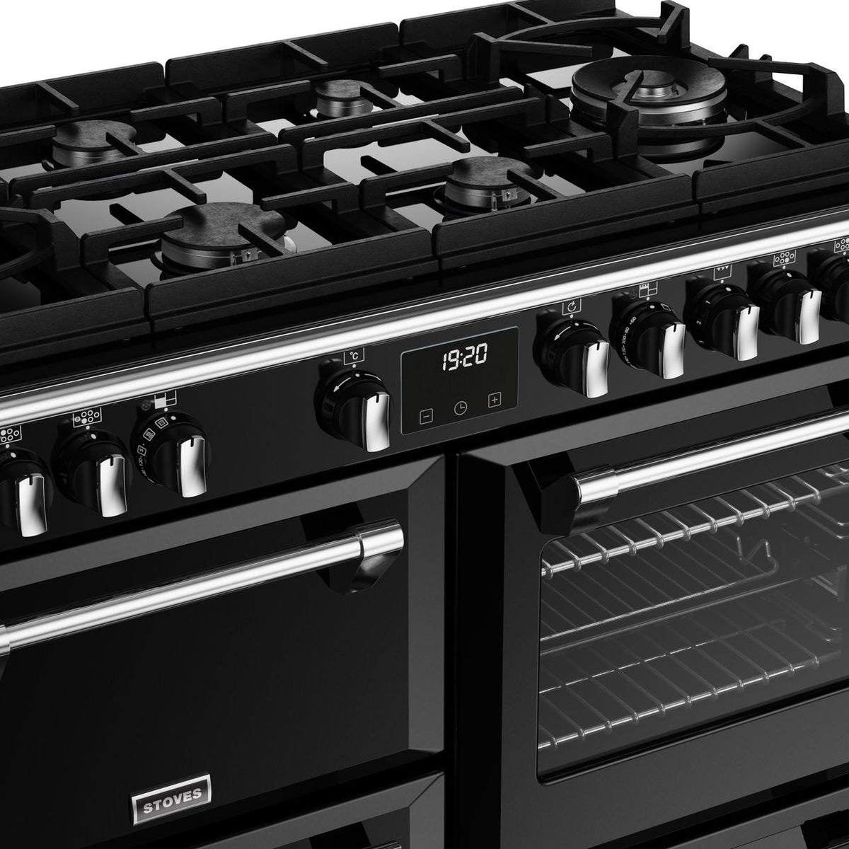 Stoves Richmond Deluxe ST DX RICH D1000DF GTG BK 100cm Dual Fuel Range Cooker - Black - A Rated