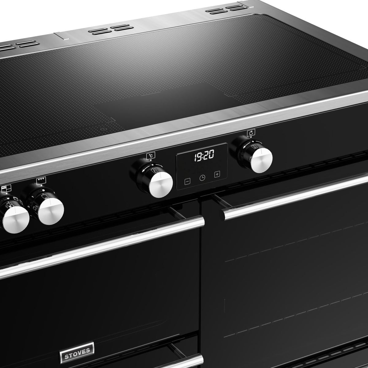 Stoves Precision Deluxe ST DX PREC D1000Ei ZLS BK 100cm Electric Range Cooker with Induction Hob - Black - A Rated