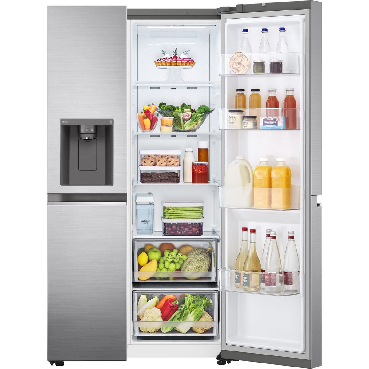 LG NatureFRESH™ GSLV71PZTD Wifi Connected Non-Plumbed Frost Free American Fridge Freezer - Shiny Steel - D Rated