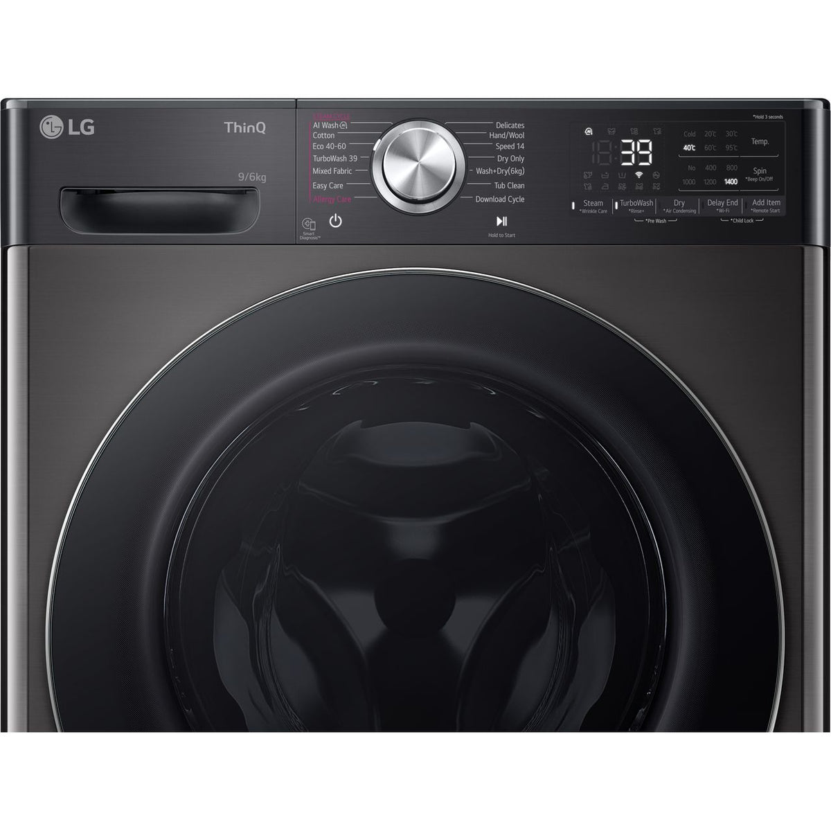 LG FWY996BCTN4 Wifi Connected 9Kg - 6Kg Washer Dryer with 1400 rpm - Platinum Black - D Rated