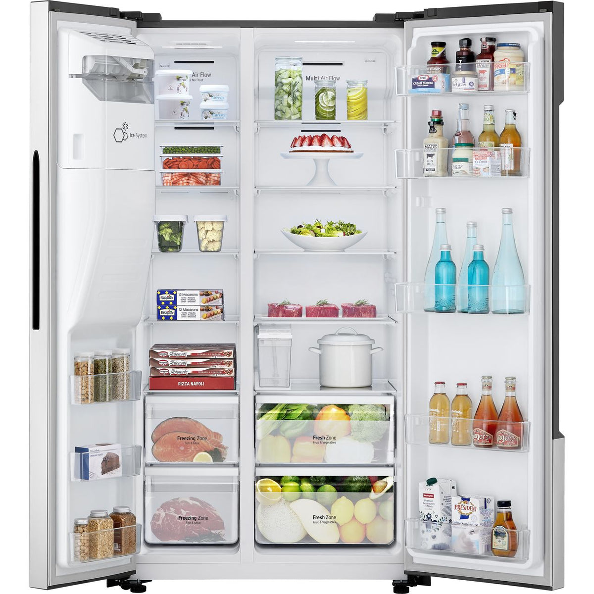 LG GSM32HSBEH Non-Plumbed Total No Frost American Fridge Freezer - Silver - E Rated