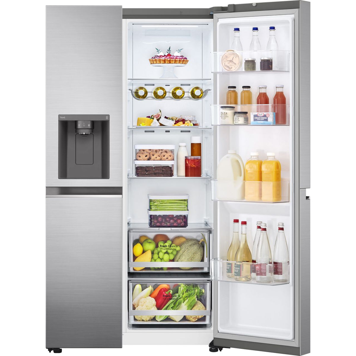 LG NatureFRESH™ GSLA81PZLD Wifi Connected Non-Plumbed Frost Free American Fridge Freezer - Shiny Steel - D Rated