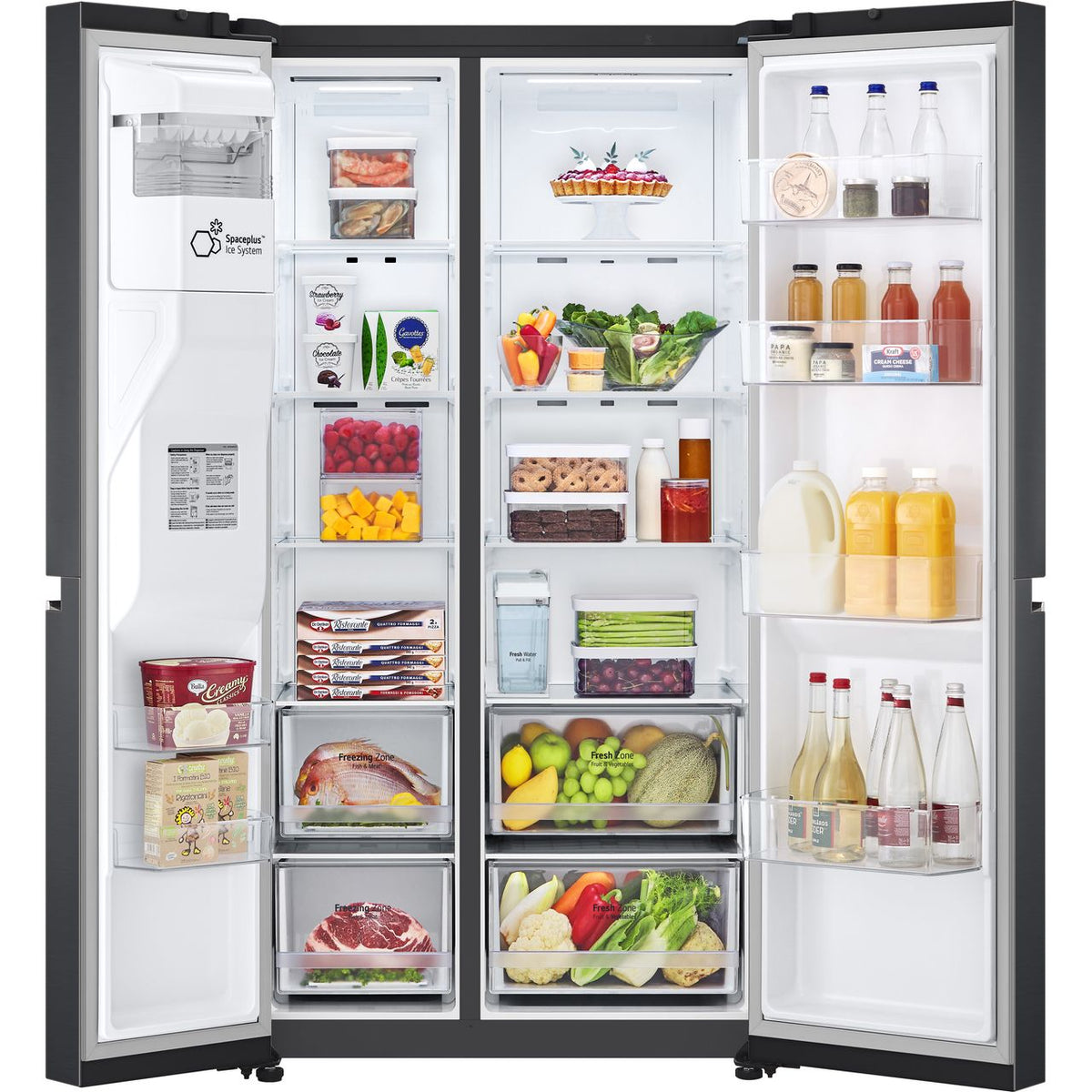 LG NatureFRESH™ GSLV71MCTD Wifi Connected Non-Plumbed Frost Free American Fridge Freezer - Matte Black - D Rated