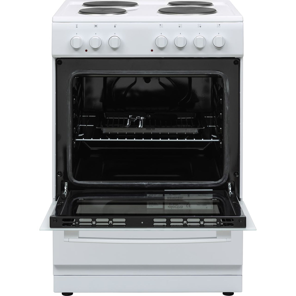 Electra BEF60SEW 60cm Electric Cooker with Solid Plate Hob - White - A Rated