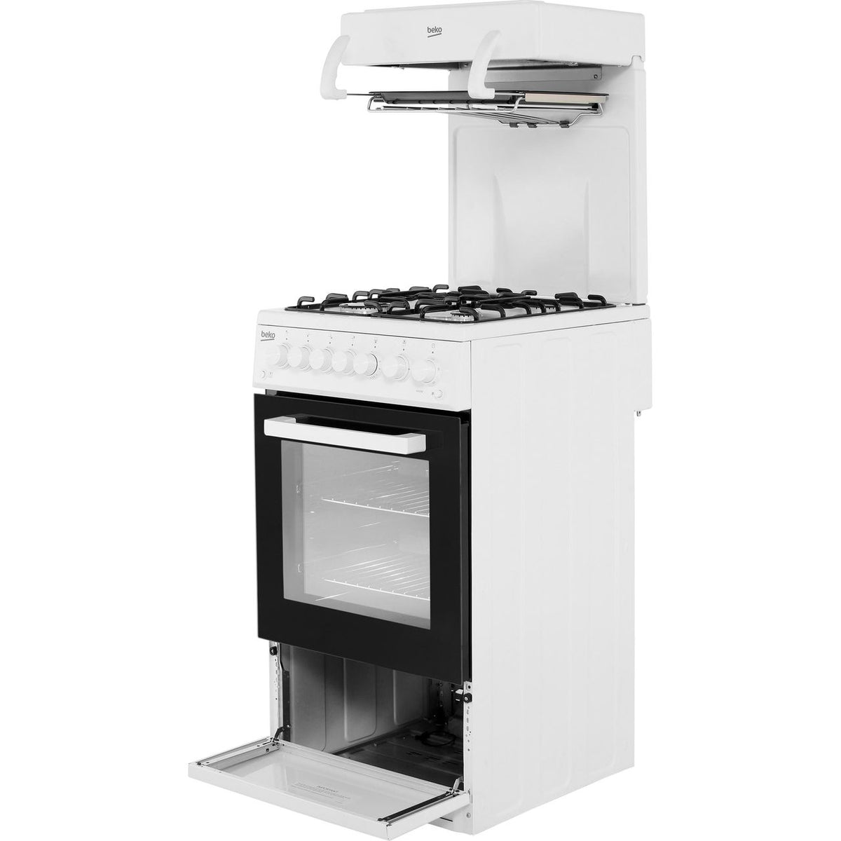 Beko KA52NEW 50cm Gas Cooker with Full Width Gas Grill - White - A Rated