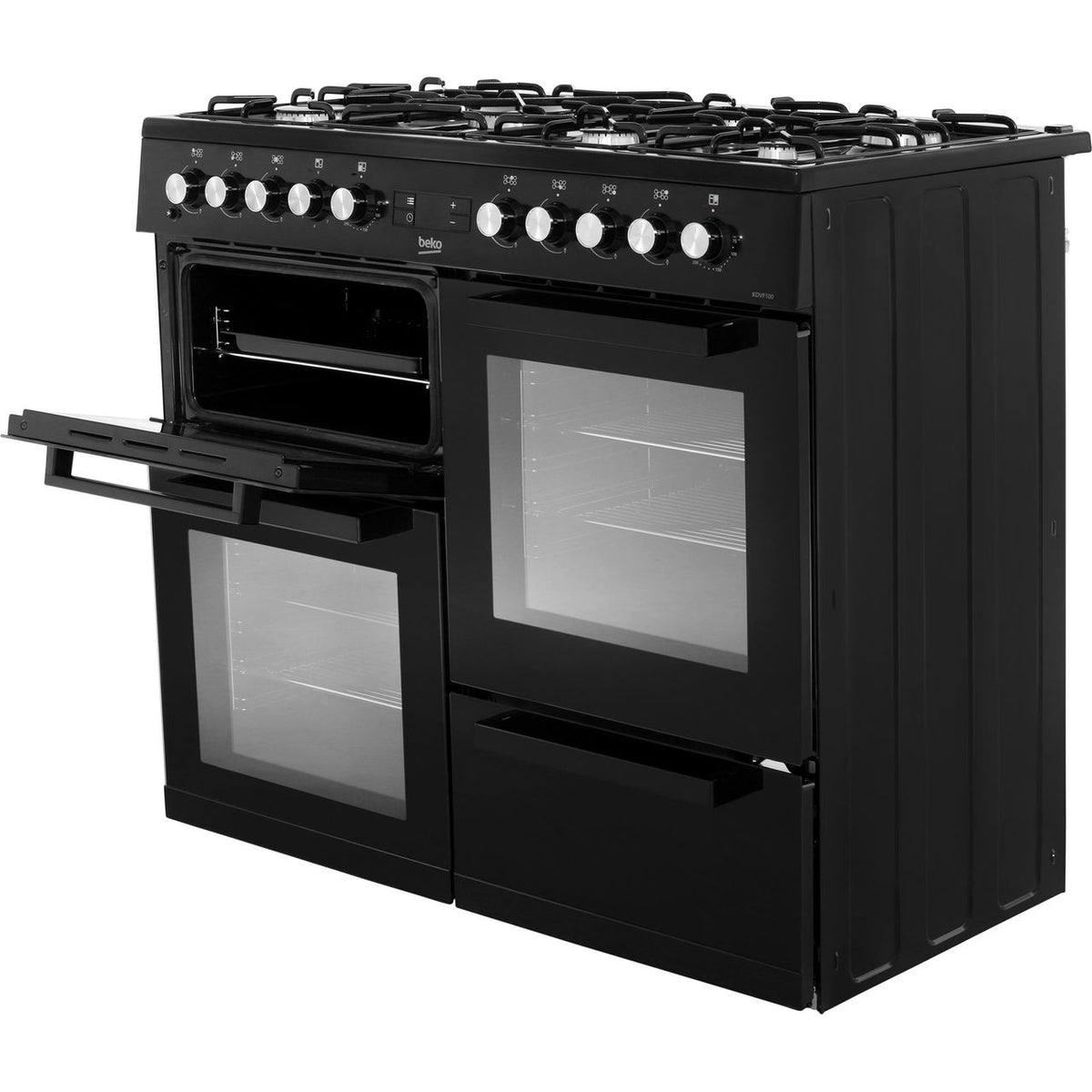 Beko KDVF100K 100cm Dual Fuel Range Cooker - Black - A-A Rated