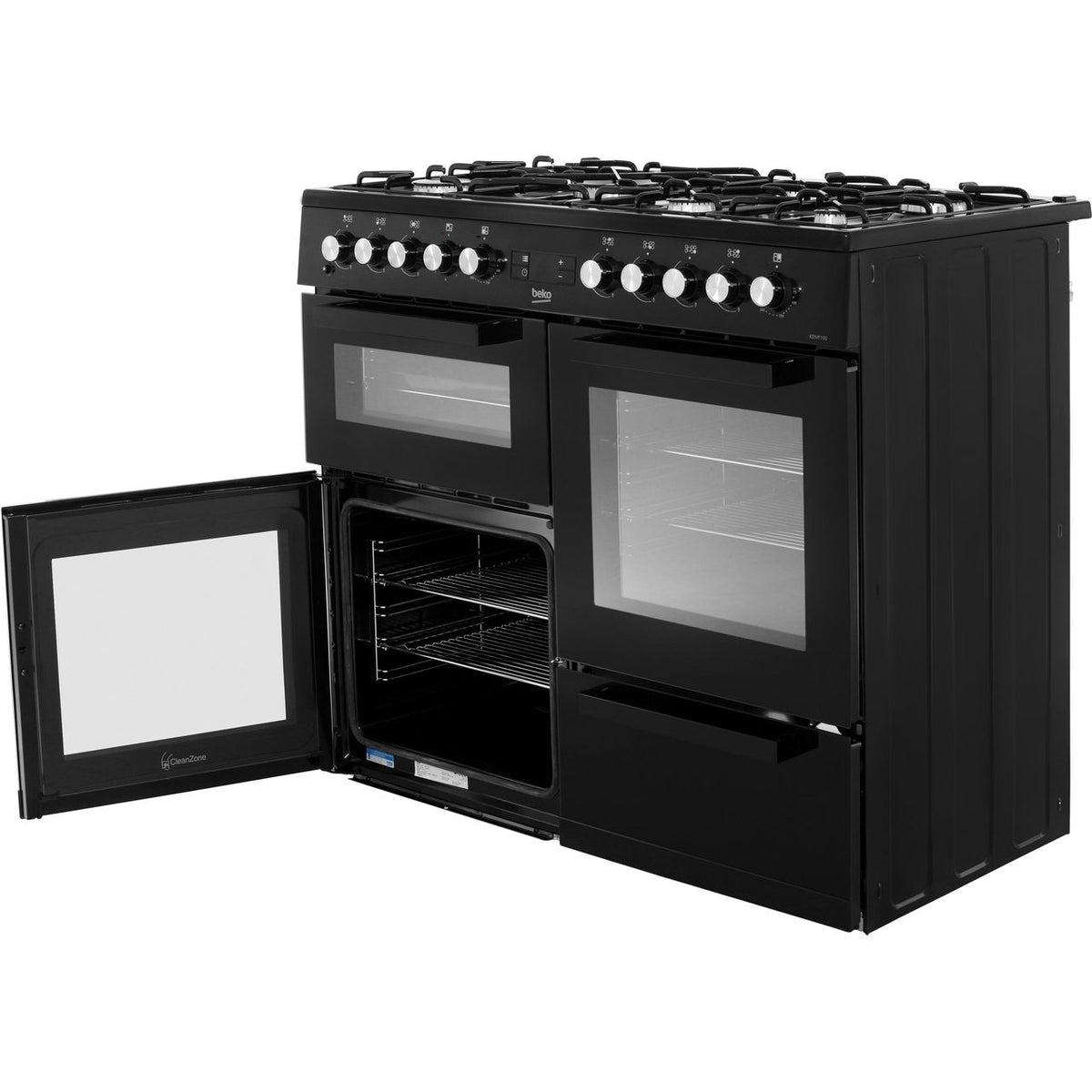 Beko KDVF100K 100cm Dual Fuel Range Cooker - Black - A-A Rated