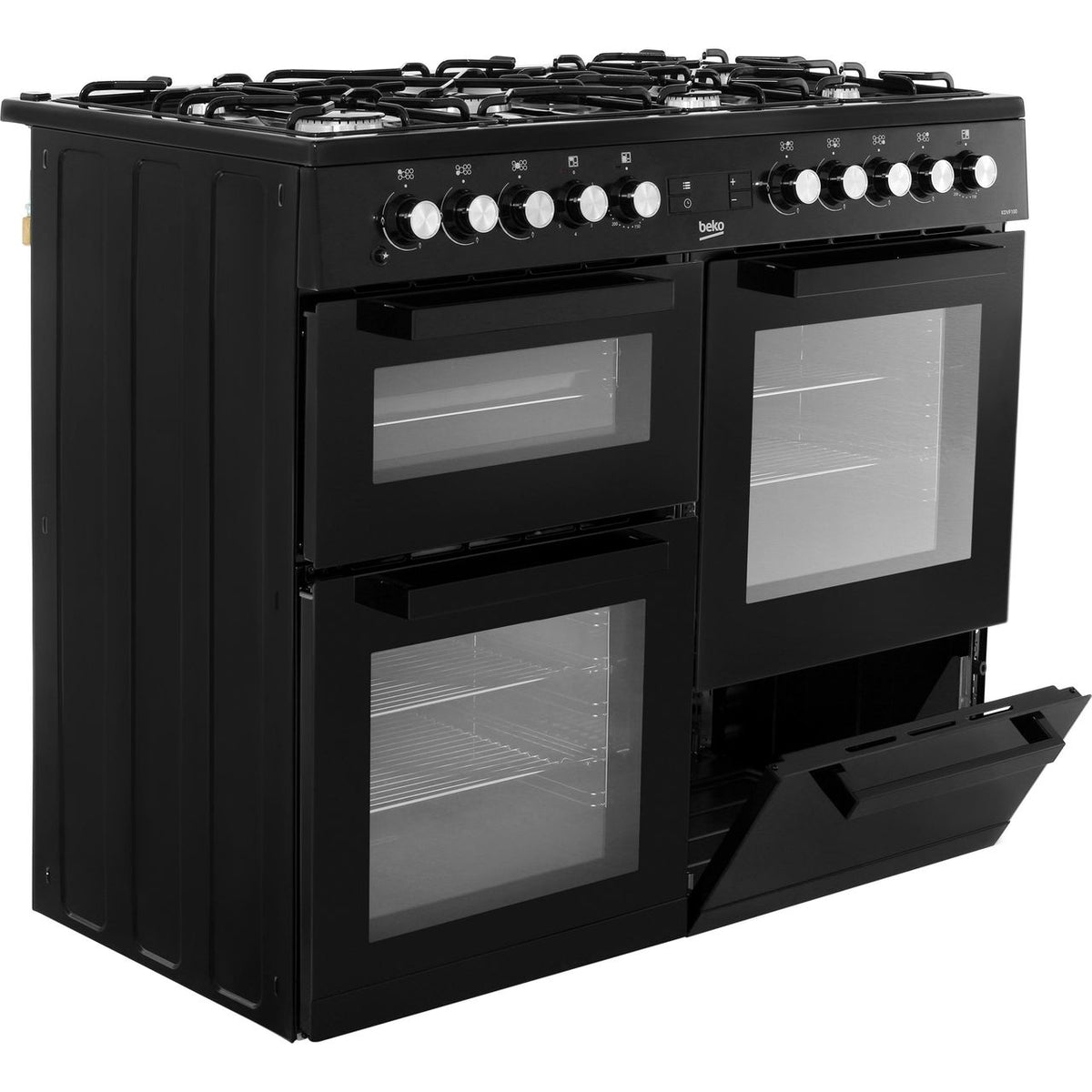 Beko KDVF100K 100cm Dual Fuel Range Cooker - Black - A-A Rated