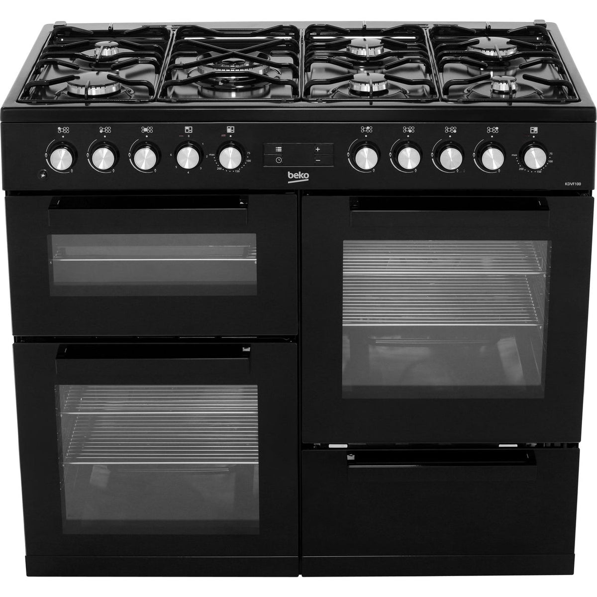 Beko KDVF100K 100cm Dual Fuel Range Cooker - Black - A-A Rated