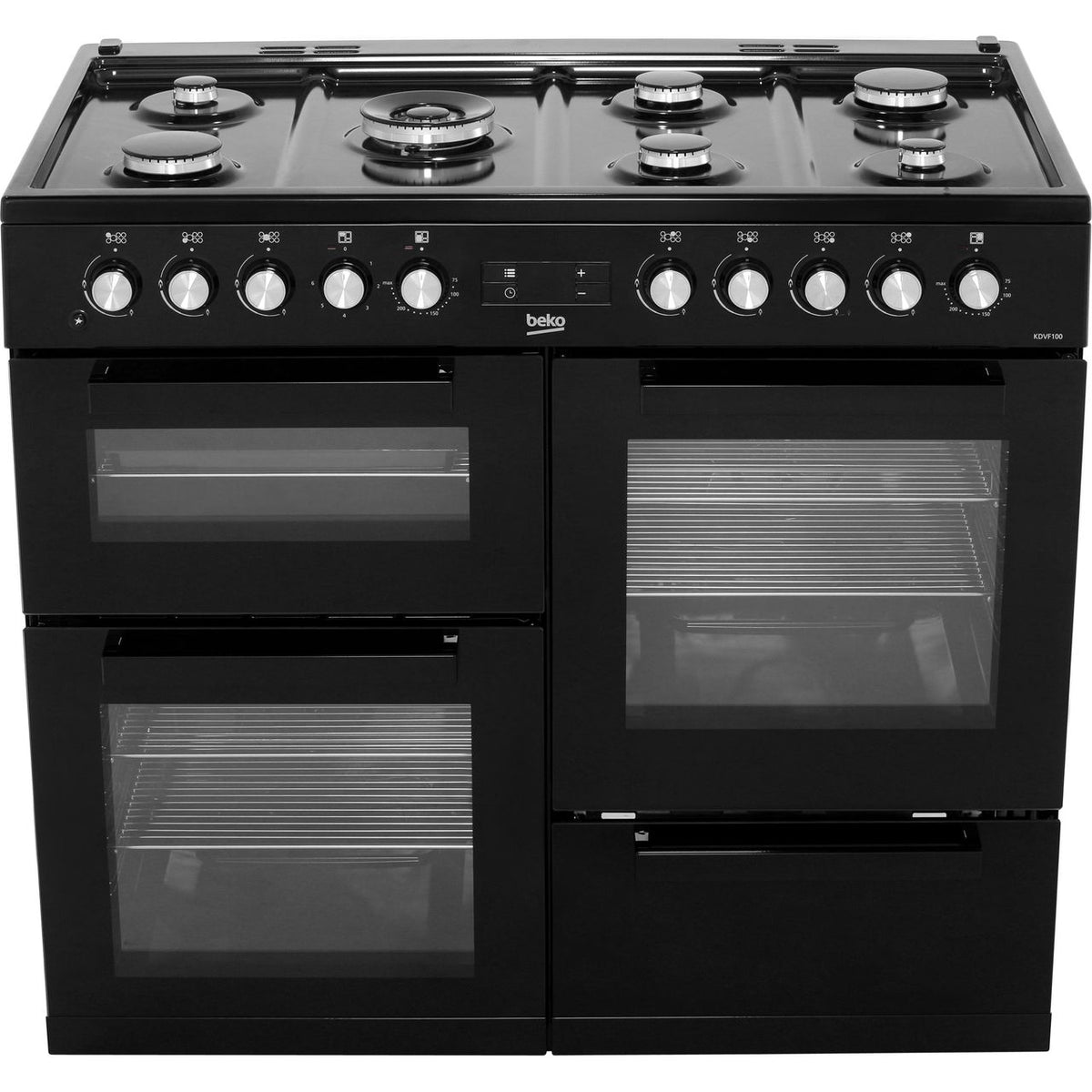 Beko KDVF100K 100cm Dual Fuel Range Cooker - Black - A-A Rated