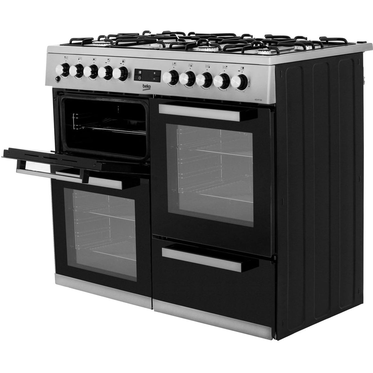 Beko KDVF100X 100cm Dual Fuel Range Cooker - Stainless Steel - A-A Rated