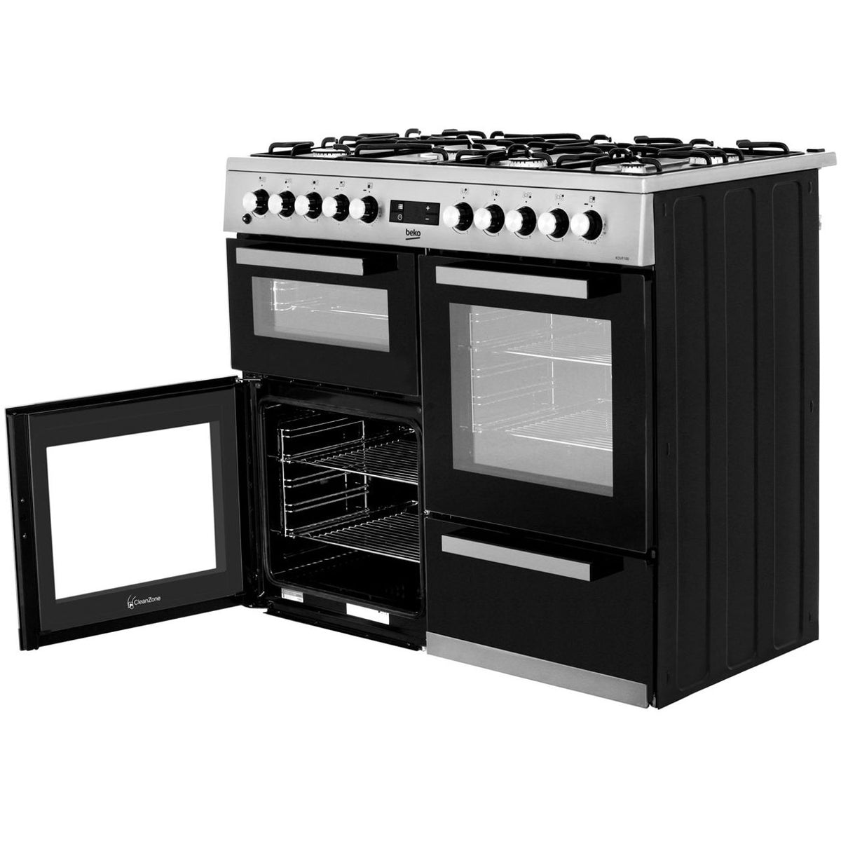 Beko KDVF100X 100cm Dual Fuel Range Cooker - Stainless Steel - A-A Rated