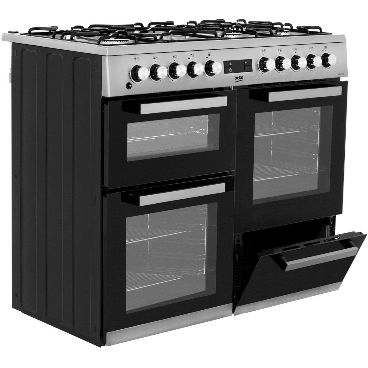 Beko KDVF100X 100cm Dual Fuel Range Cooker - Stainless Steel - A-A Rated