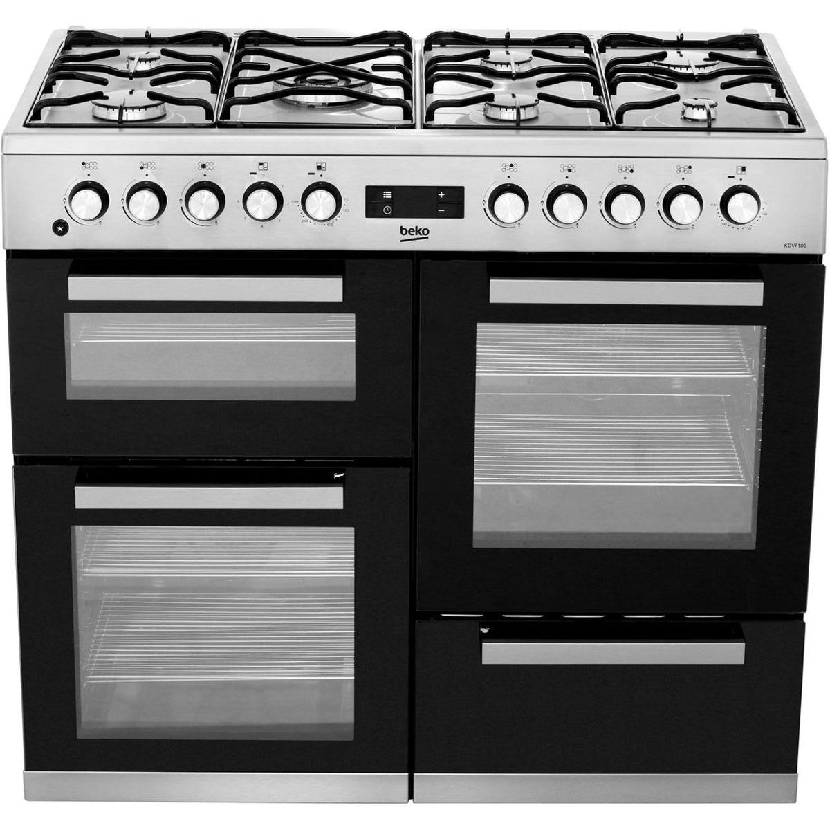 Beko KDVF100X 100cm Dual Fuel Range Cooker - Stainless Steel - A-A Rated