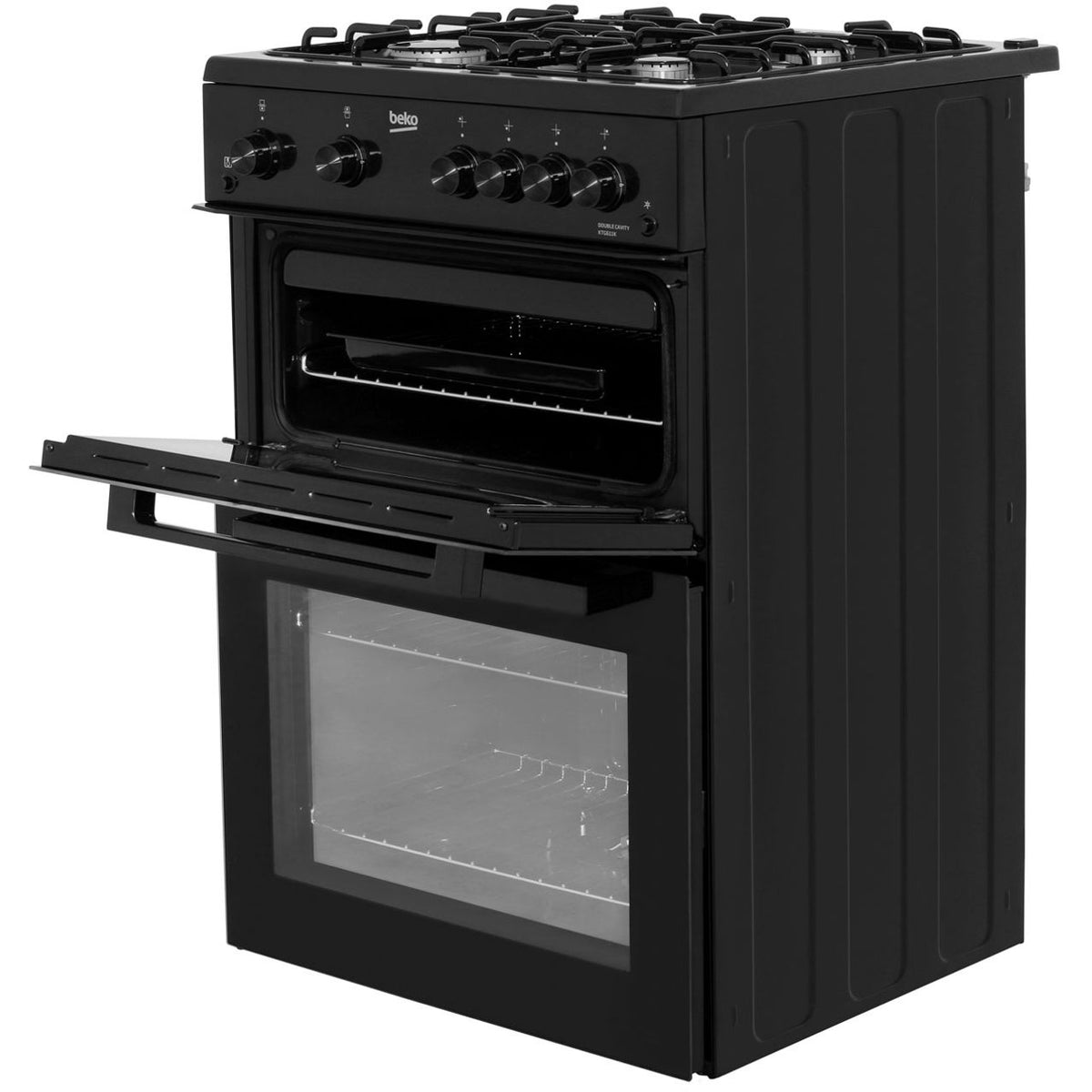 Beko KTG611K 60cm Gas Cooker with Full Width Gas Grill - Black - A+ Rated