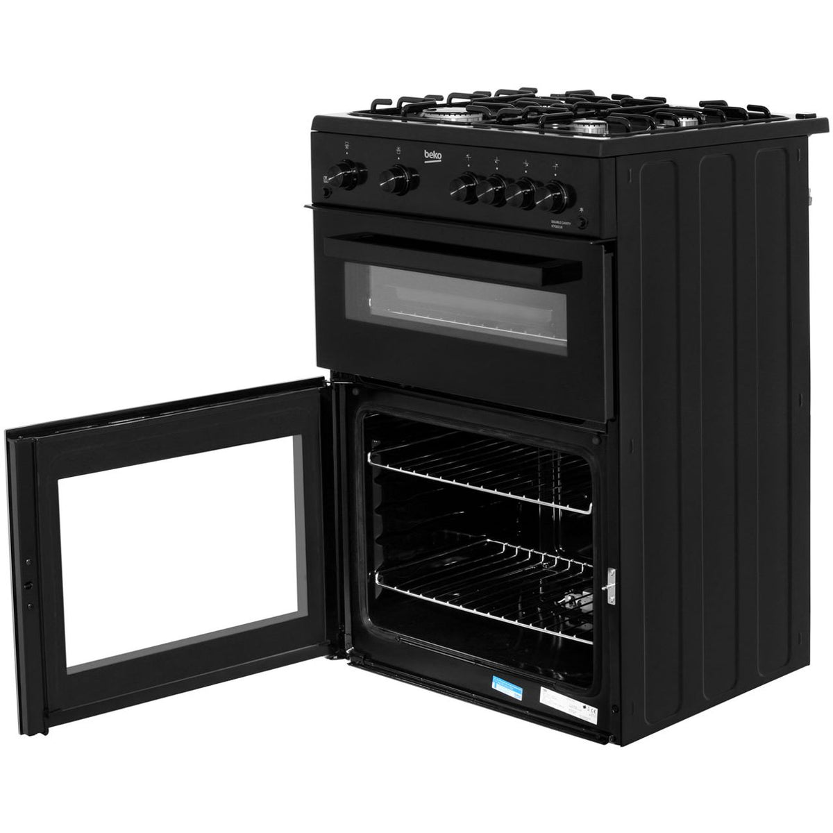 Beko KTG611K 60cm Gas Cooker with Full Width Gas Grill - Black - A+ Rated