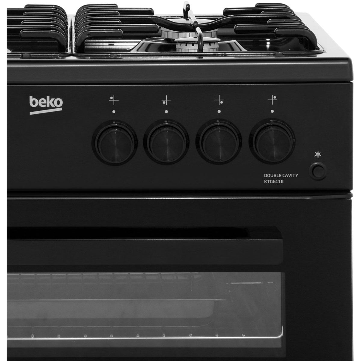 Beko KTG611K 60cm Gas Cooker with Full Width Gas Grill - Black - A+ Rated