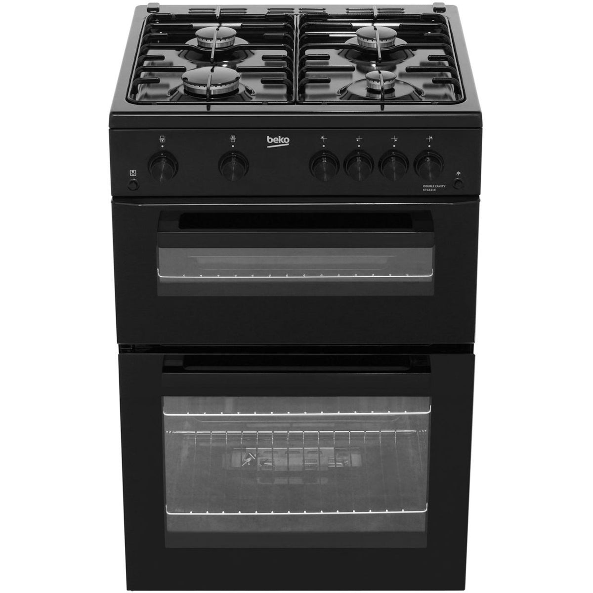 Beko KTG611K 60cm Gas Cooker with Full Width Gas Grill - Black - A+ Rated