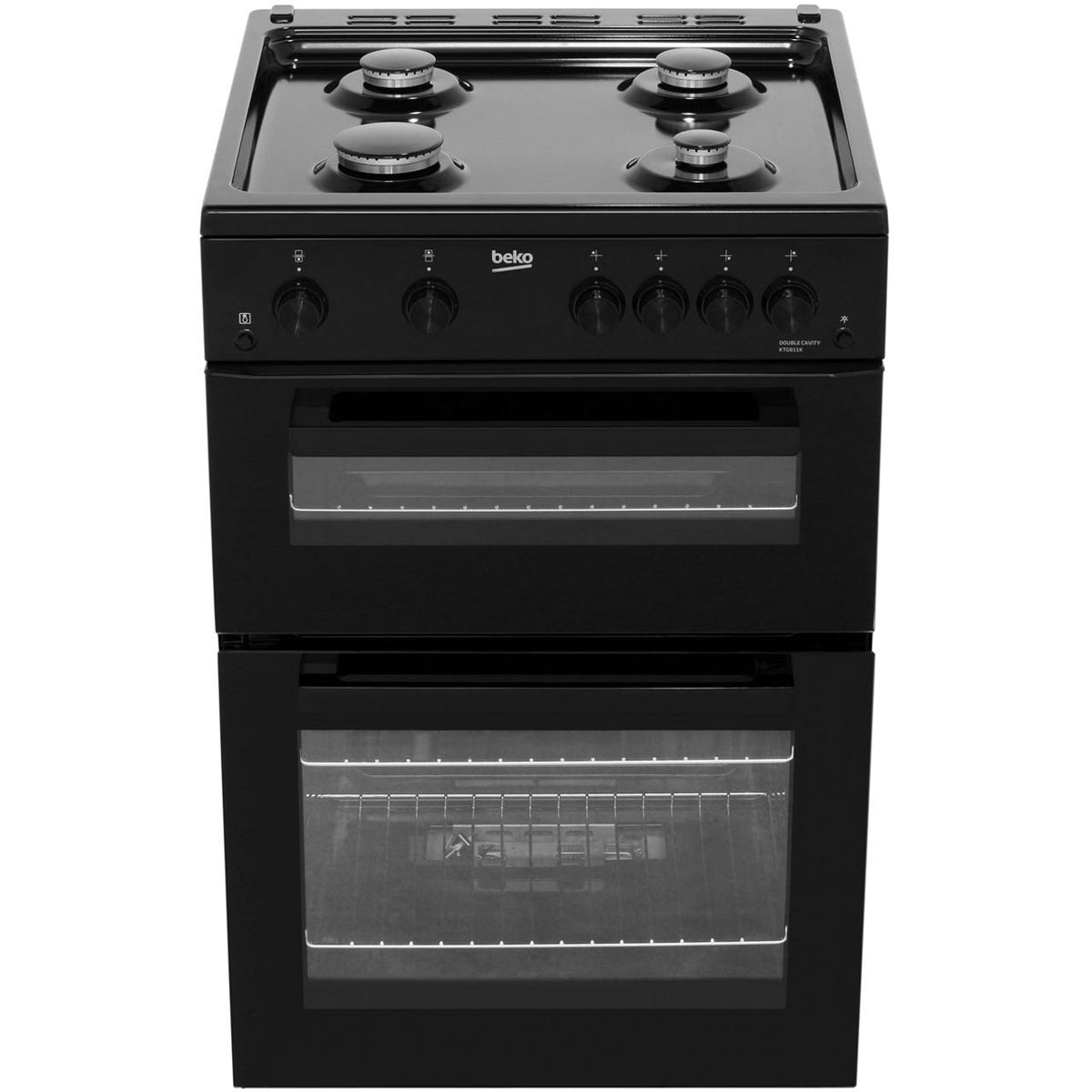 Beko KTG611K 60cm Gas Cooker with Full Width Gas Grill - Black - A+ Rated