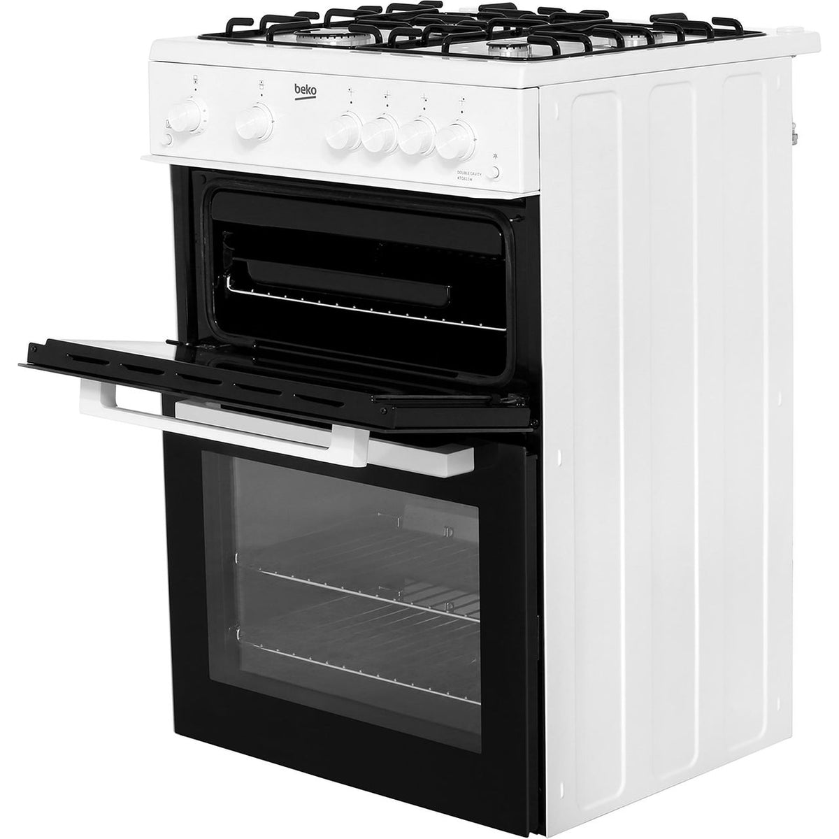 Beko KTG611W 60cm Gas Cooker with Full Width Gas Grill - White - A+ Rated